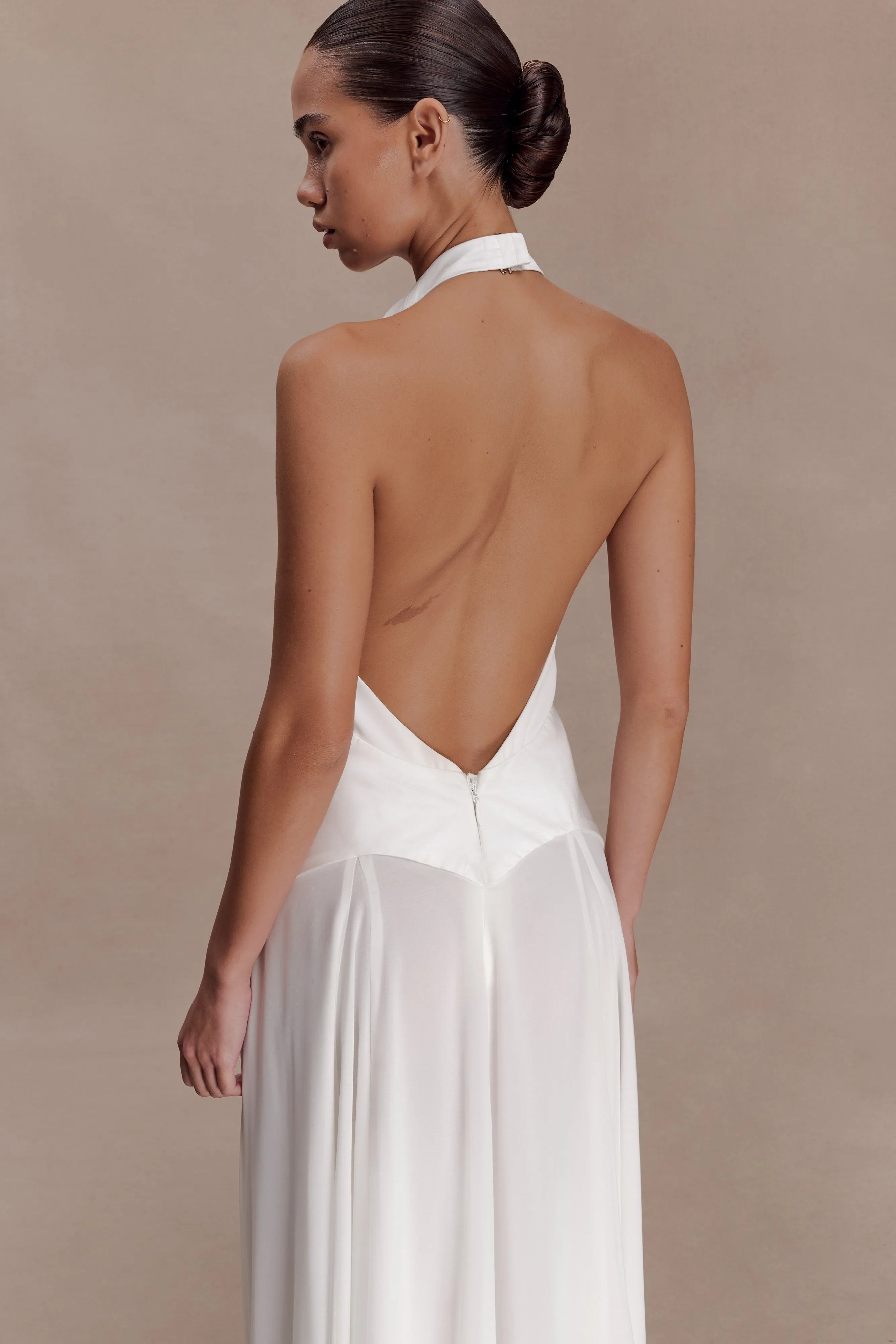 Susan Chiffon Halter Maxi Dress - Ivory sold by Meshki product image thumbnail 3