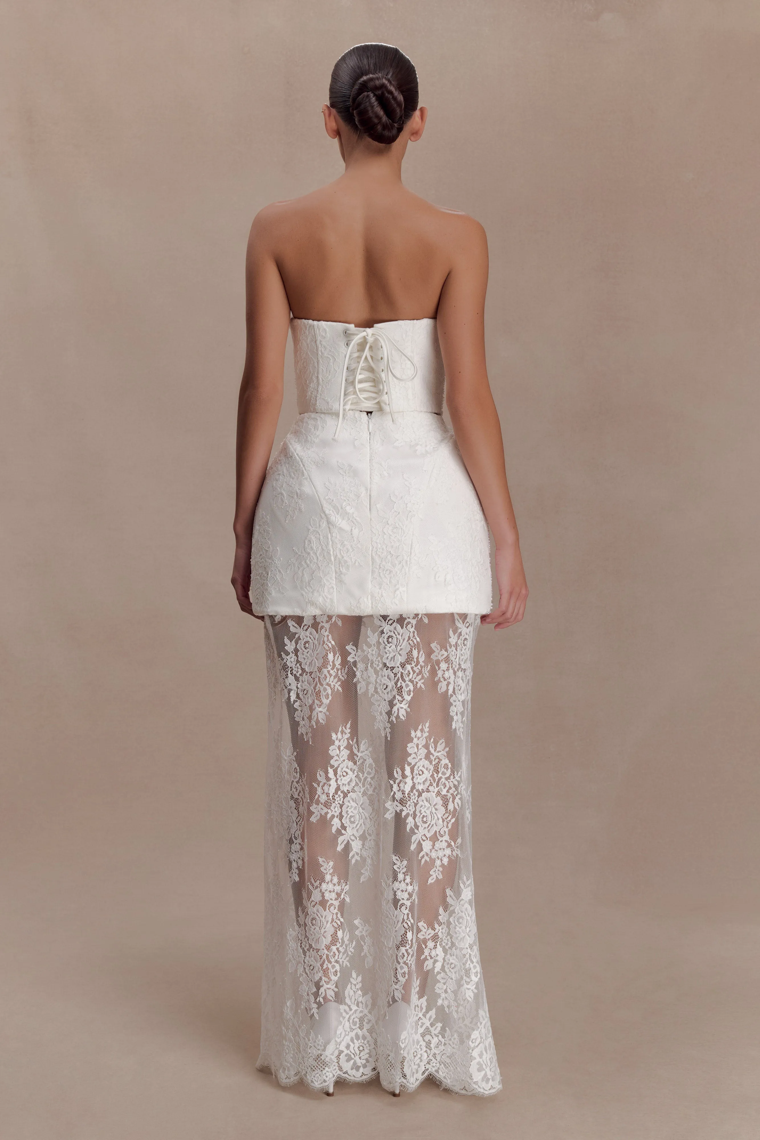 Camille Beaded Satin And Lace Maxi Skirt - Ivory sold by Meshki product image thumbnail 2