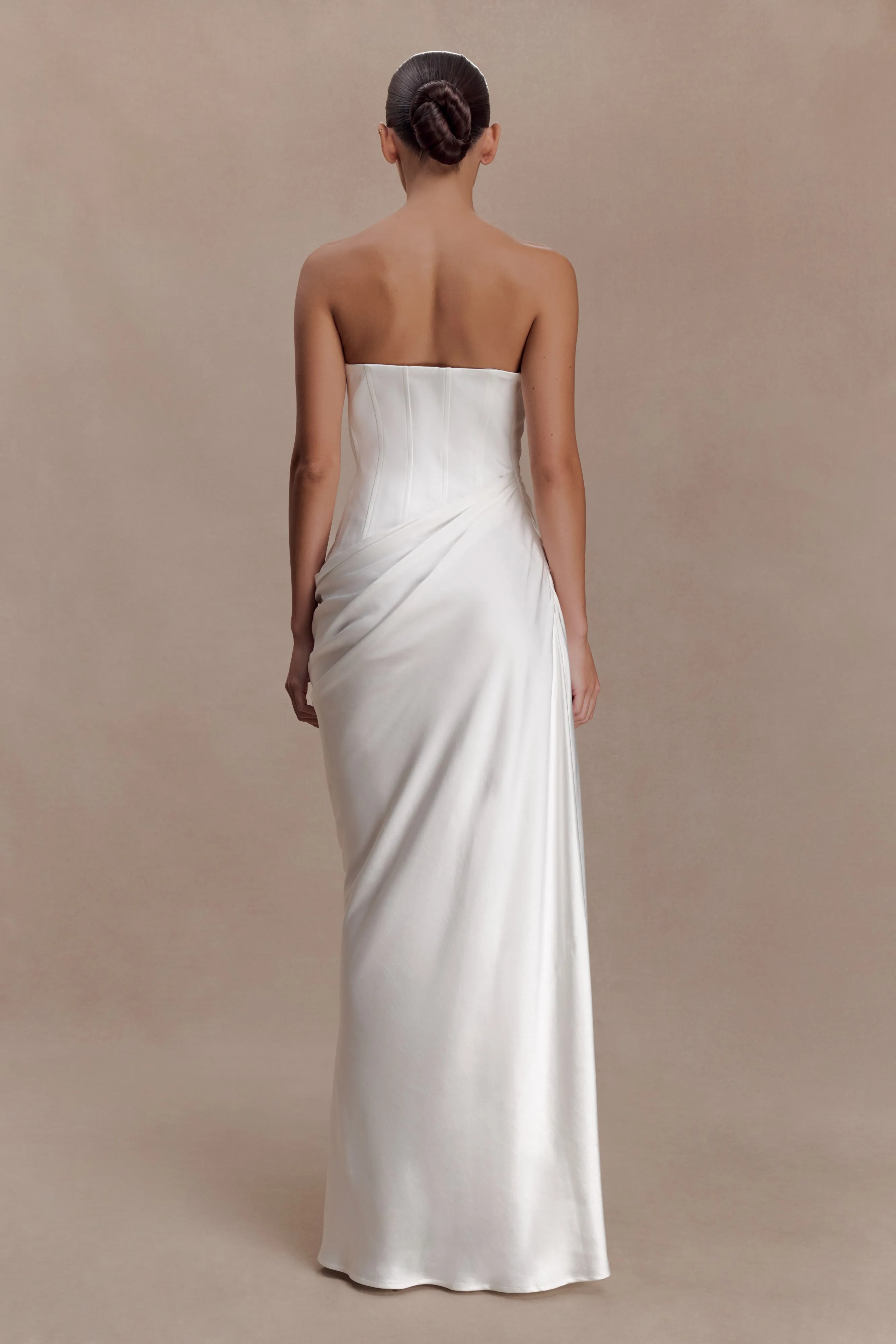 Grace Strapless Draped Waist Maxi Dress - Ivory sold by Meshki product image thumbnail 2