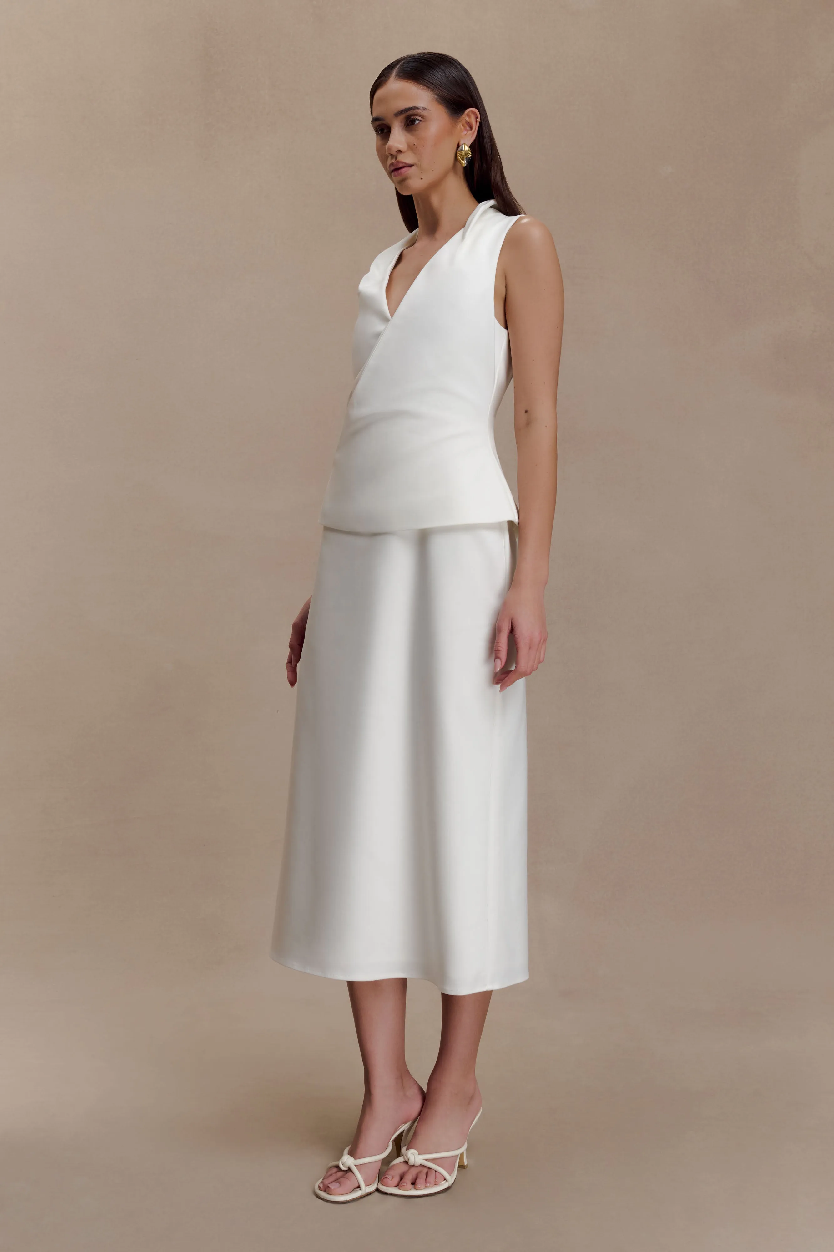 Yanina Cotton Halter Midi Dress - White sold by Meshki product image thumbnail 5