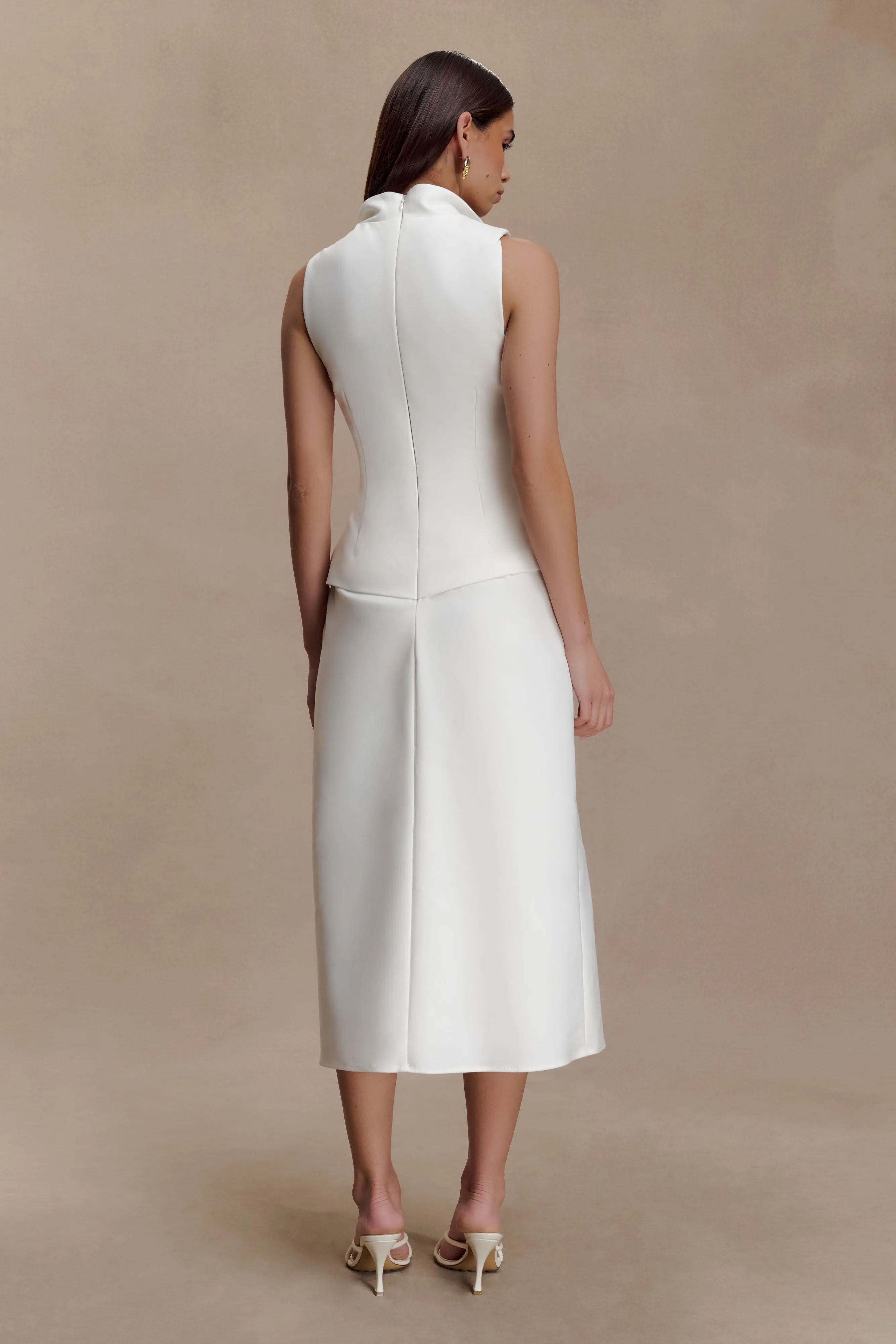 Yanina Cotton Halter Midi Dress - White sold by Meshki product image thumbnail 4