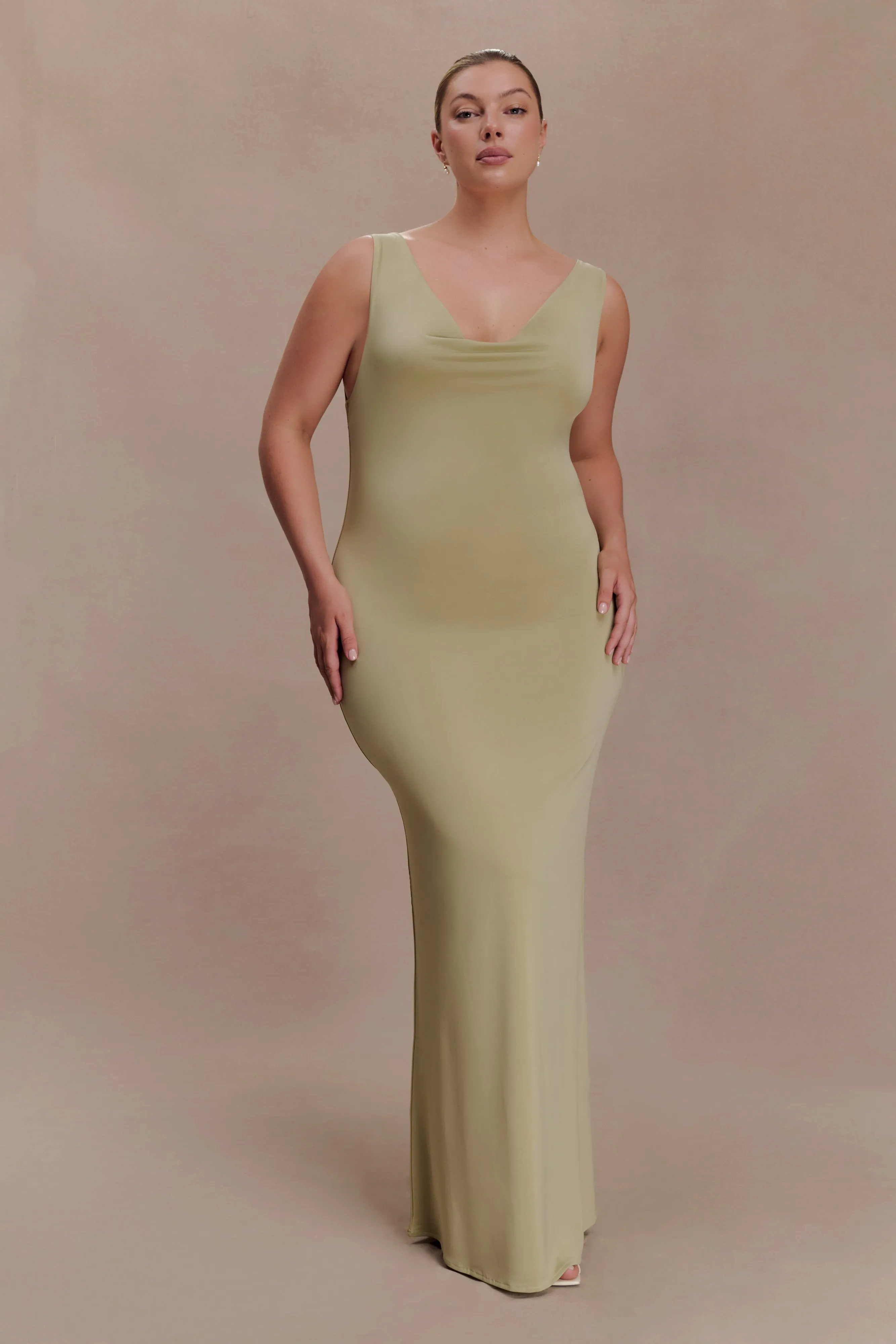 Marta Slinky Cowl Maxi Dress - Sage sold by Meshki product image thumbnail 5
