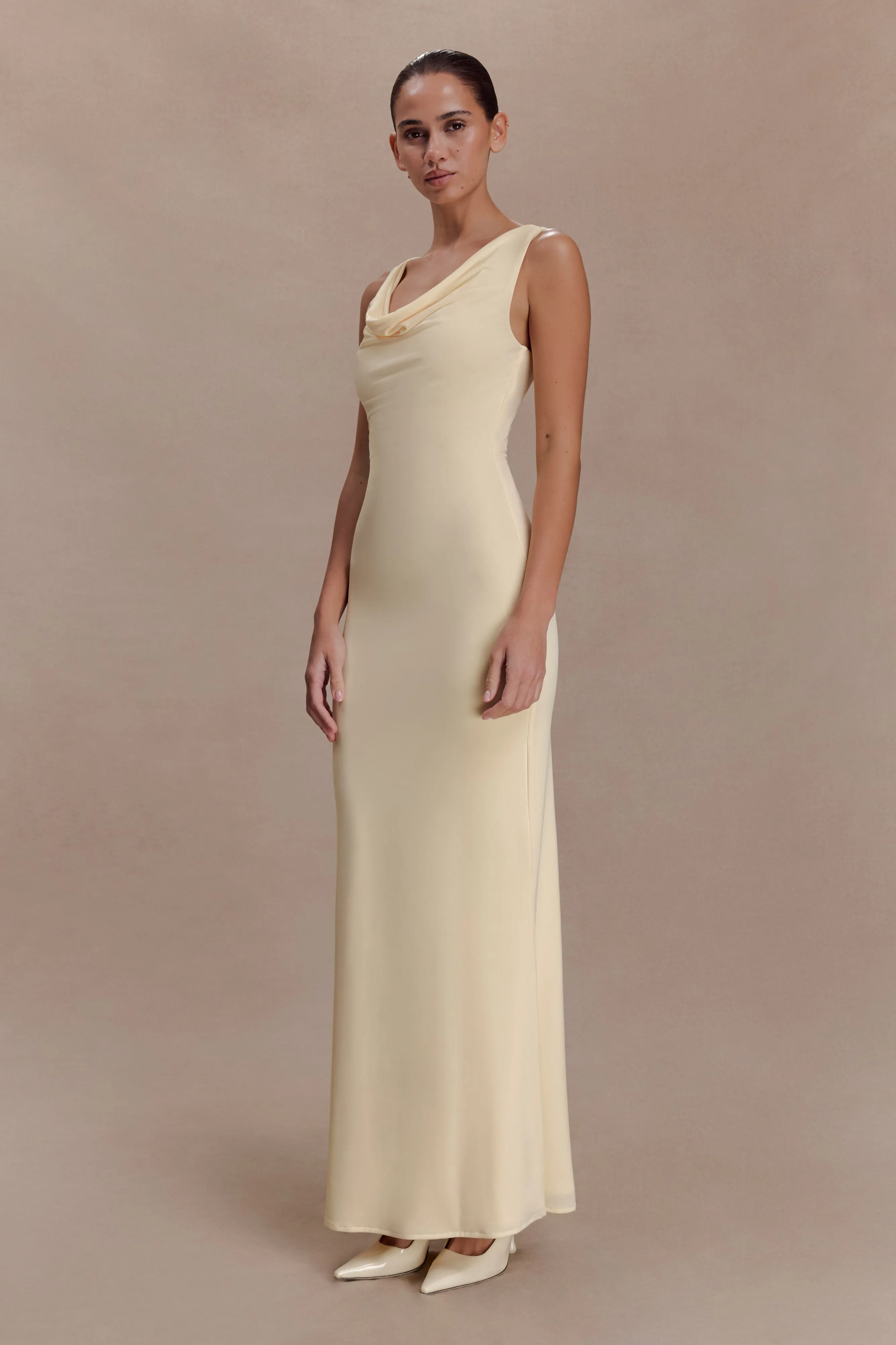 Marta Slinky Cowl Maxi Dress - Lemon sold by Meshki product image thumbnail 4