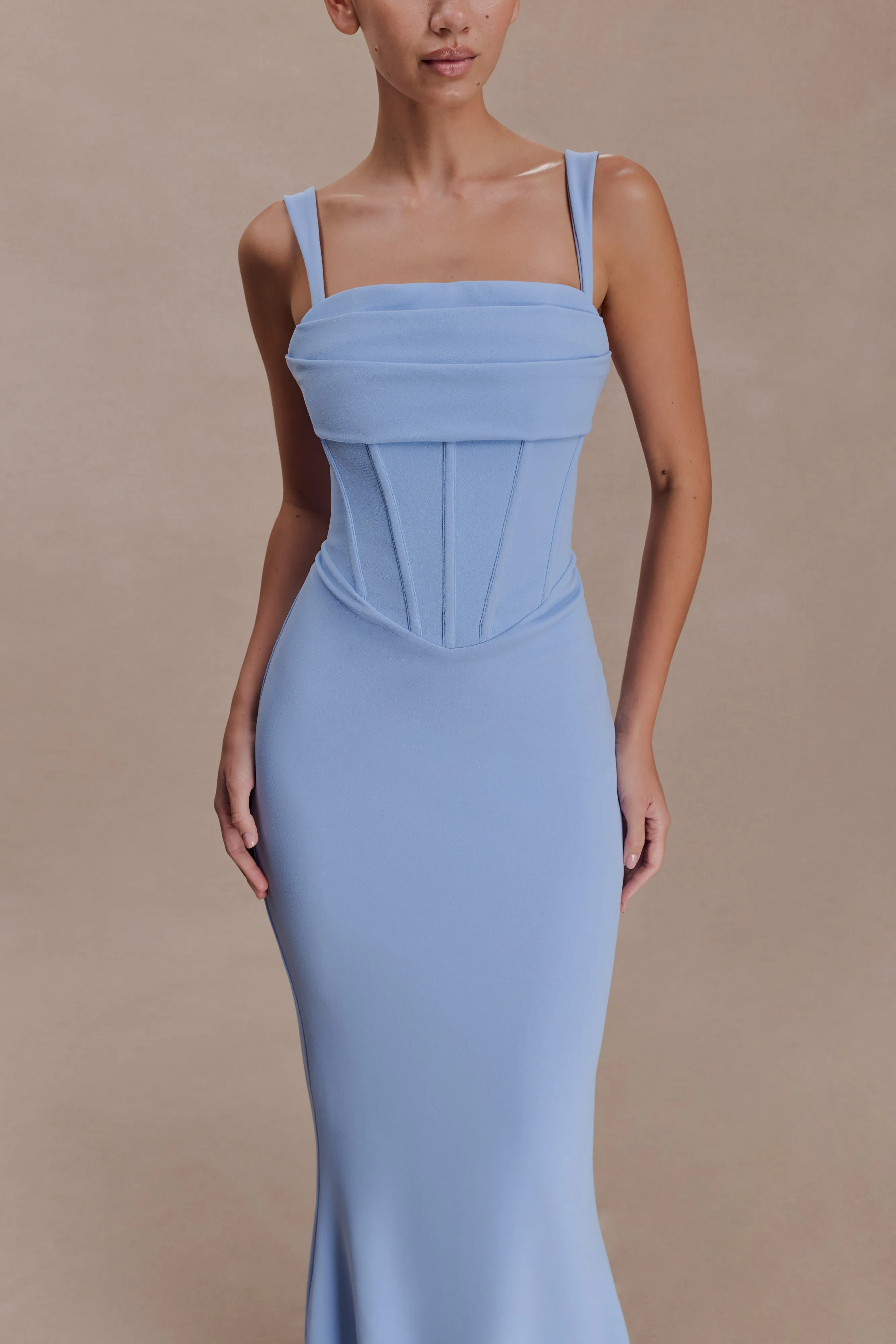 Luella Crepe Corset Maxi Dress - Cornflower Blue sold by Meshki product image thumbnail 3