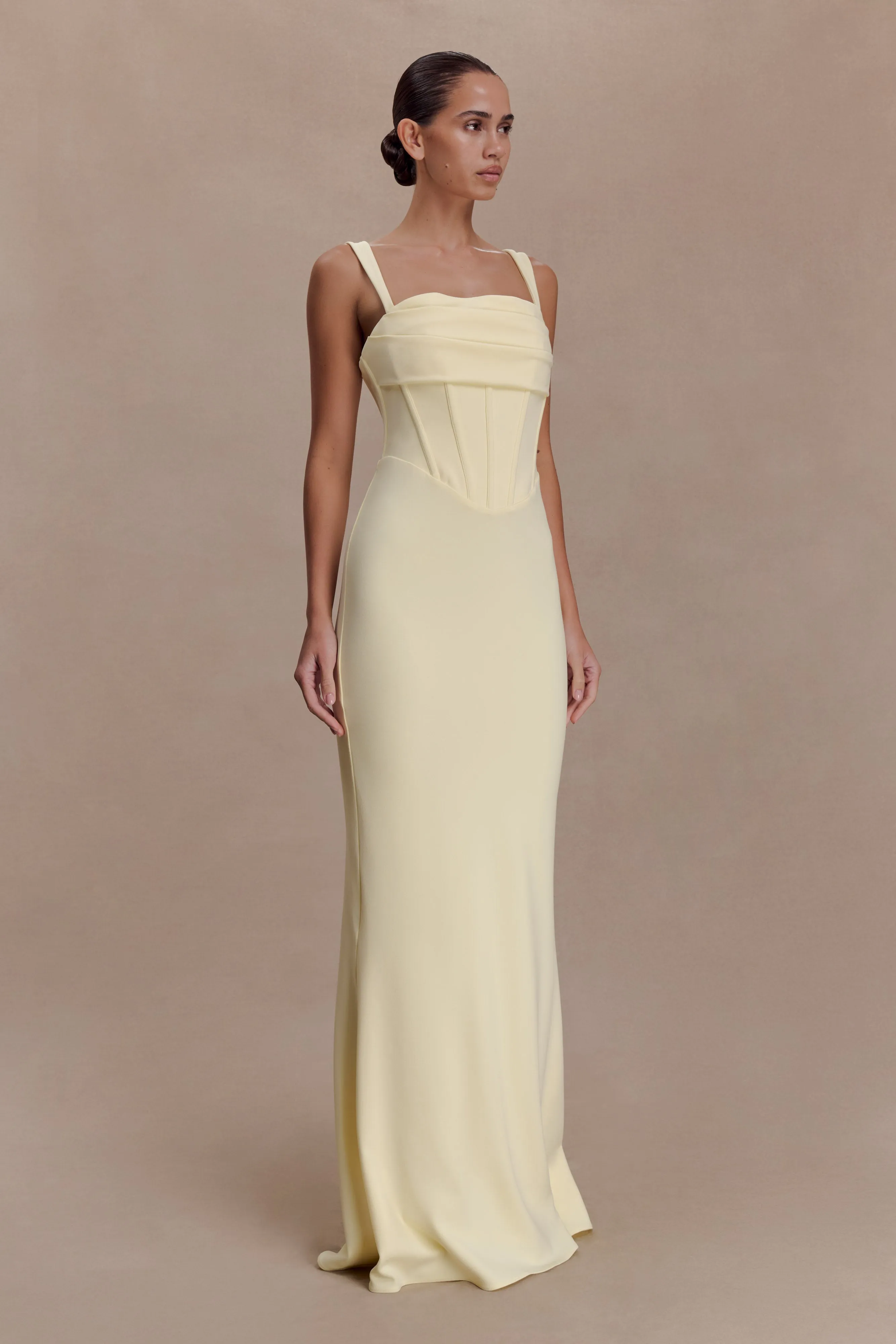 Luella Crepe Corset Maxi Dress - Lemon sold by Meshki product image thumbnail 4