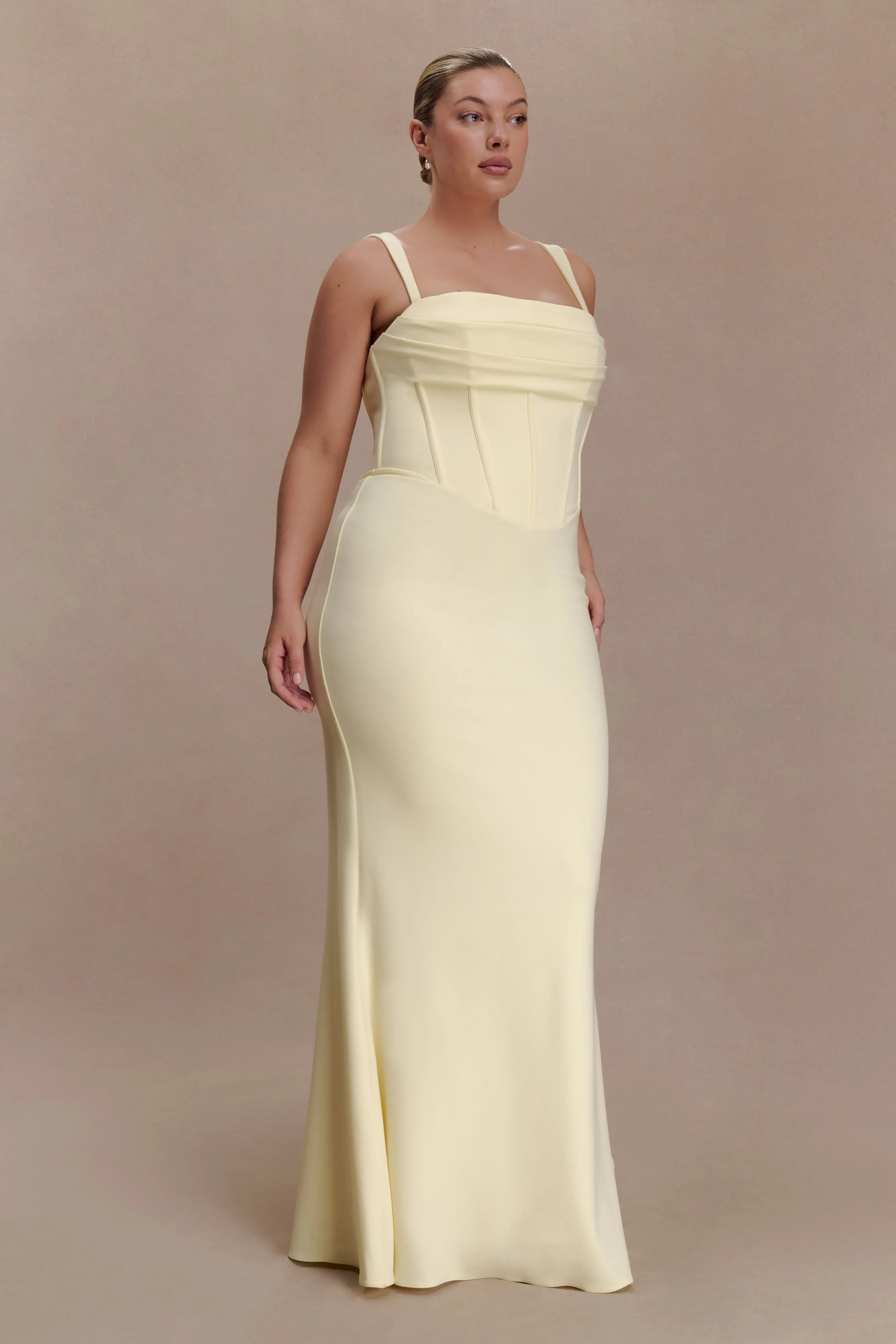 Luella Crepe Corset Maxi Dress - Lemon sold by Meshki product image thumbnail 5