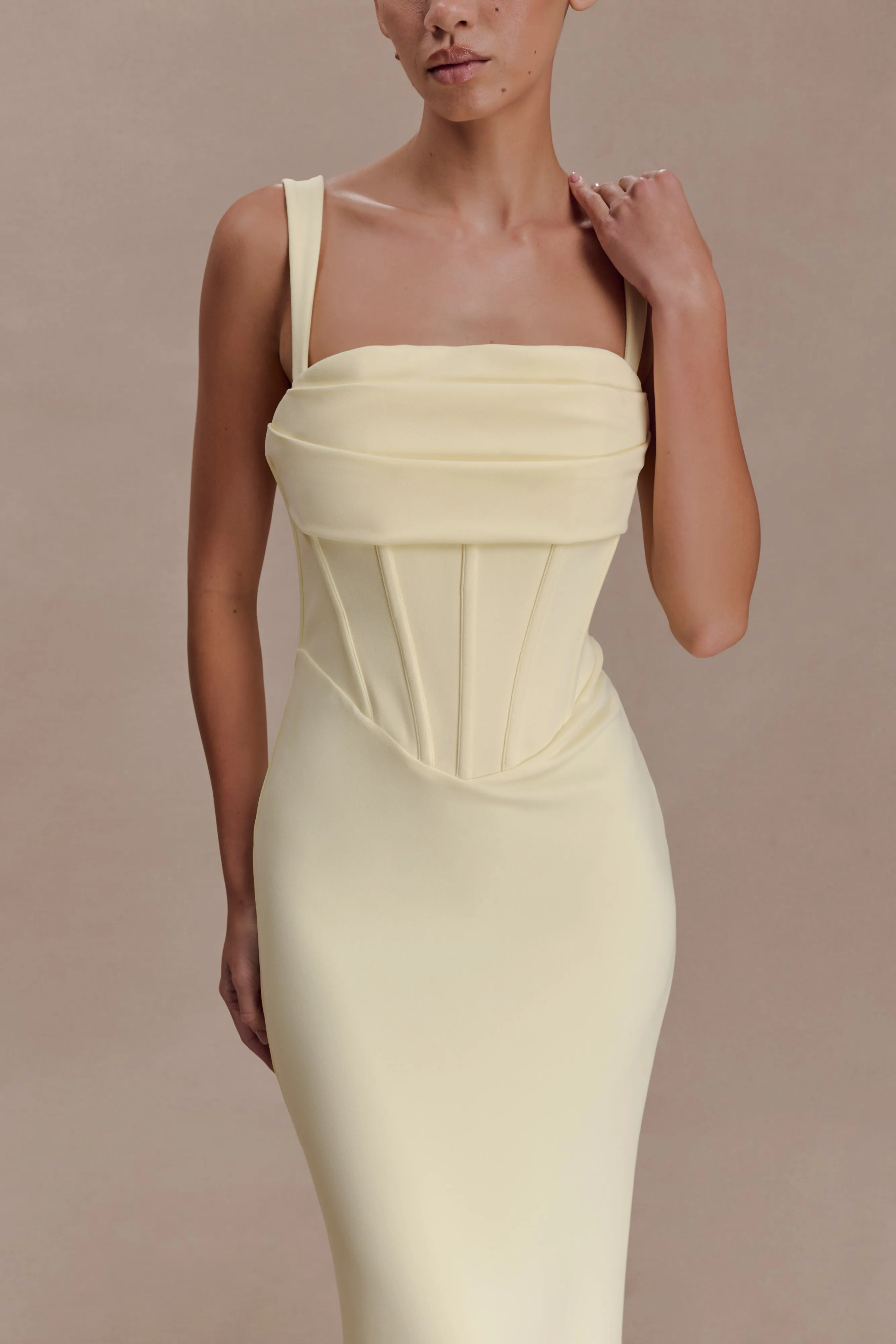 Luella Crepe Corset Maxi Dress - Lemon sold by Meshki product image thumbnail 3