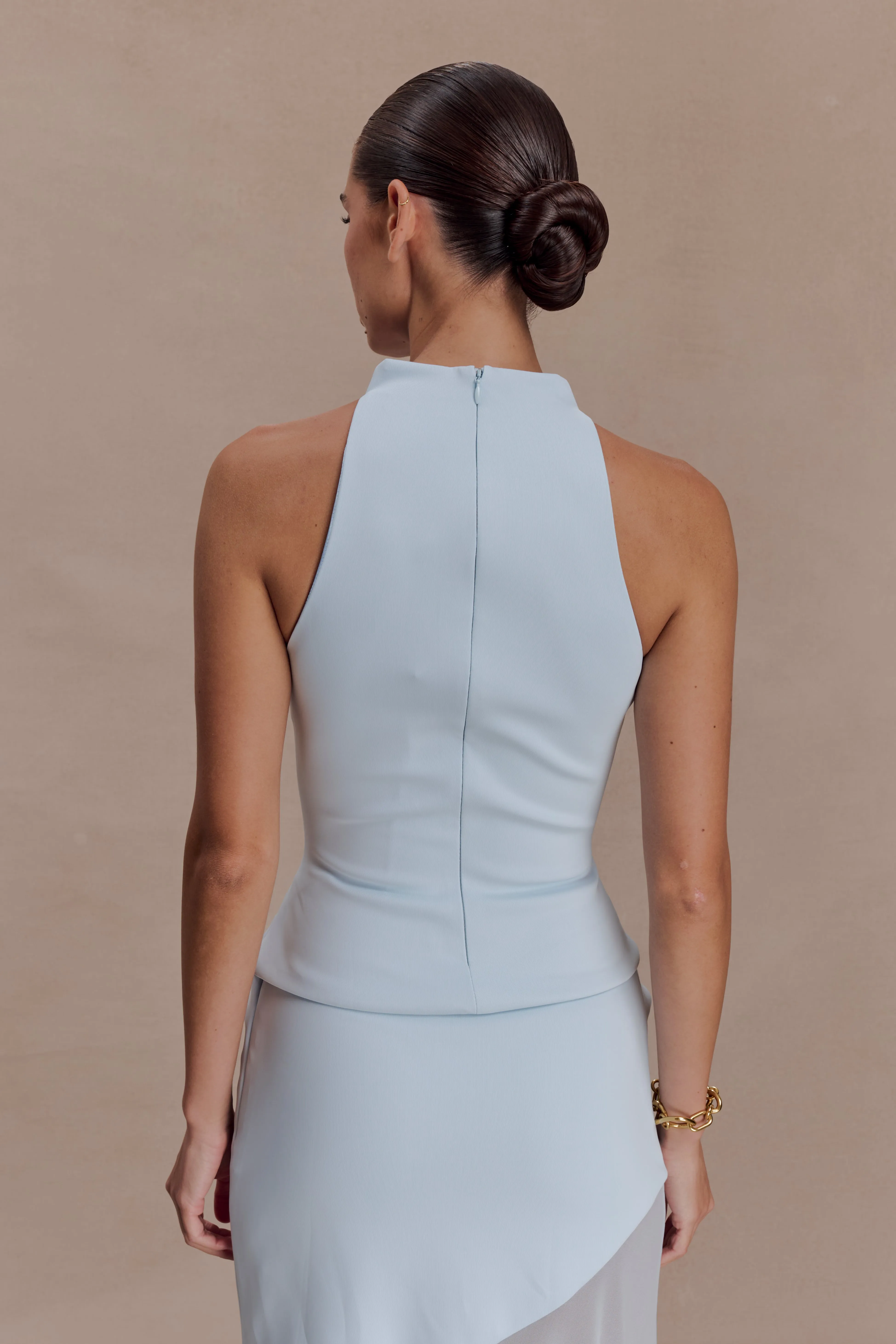 Portia Scuba Sleeveless Top - Pale Blue sold by Meshki product image thumbnail 2