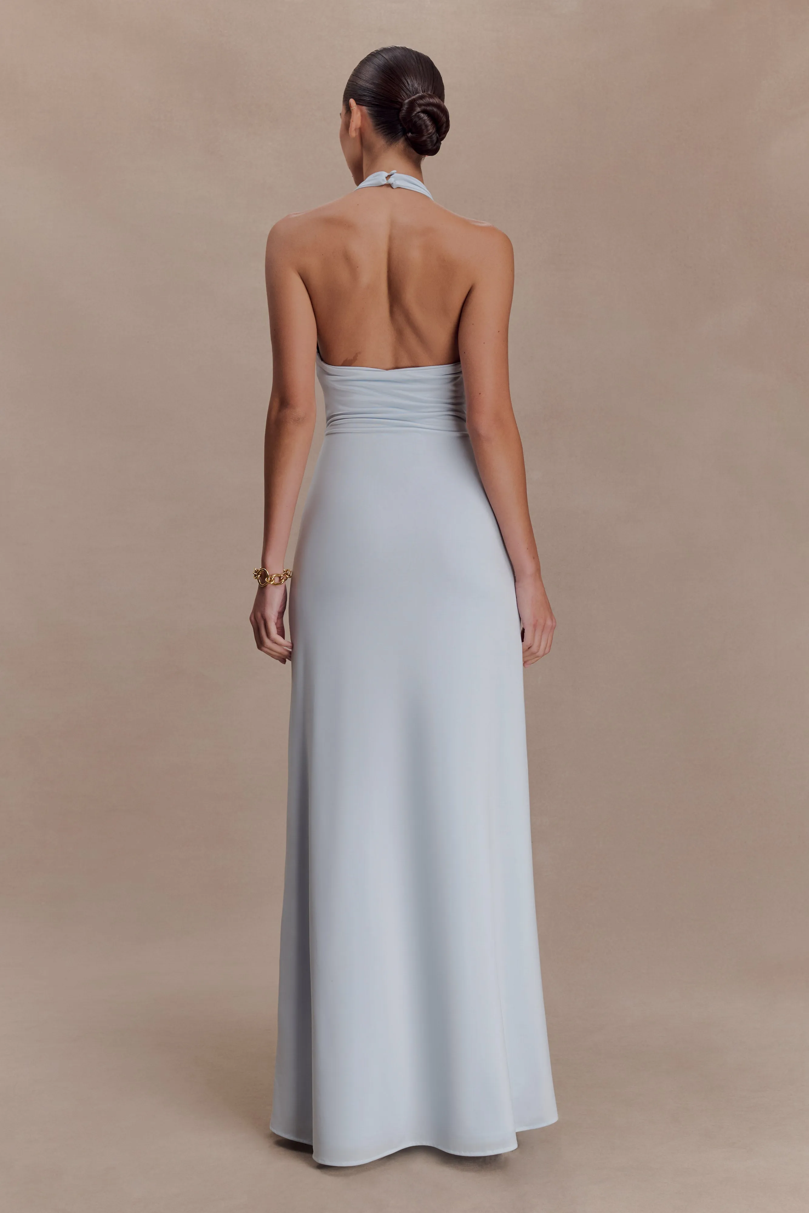 Veda Slinky Halter Maxi Dress - Pale Blue sold by Meshki product image thumbnail 2