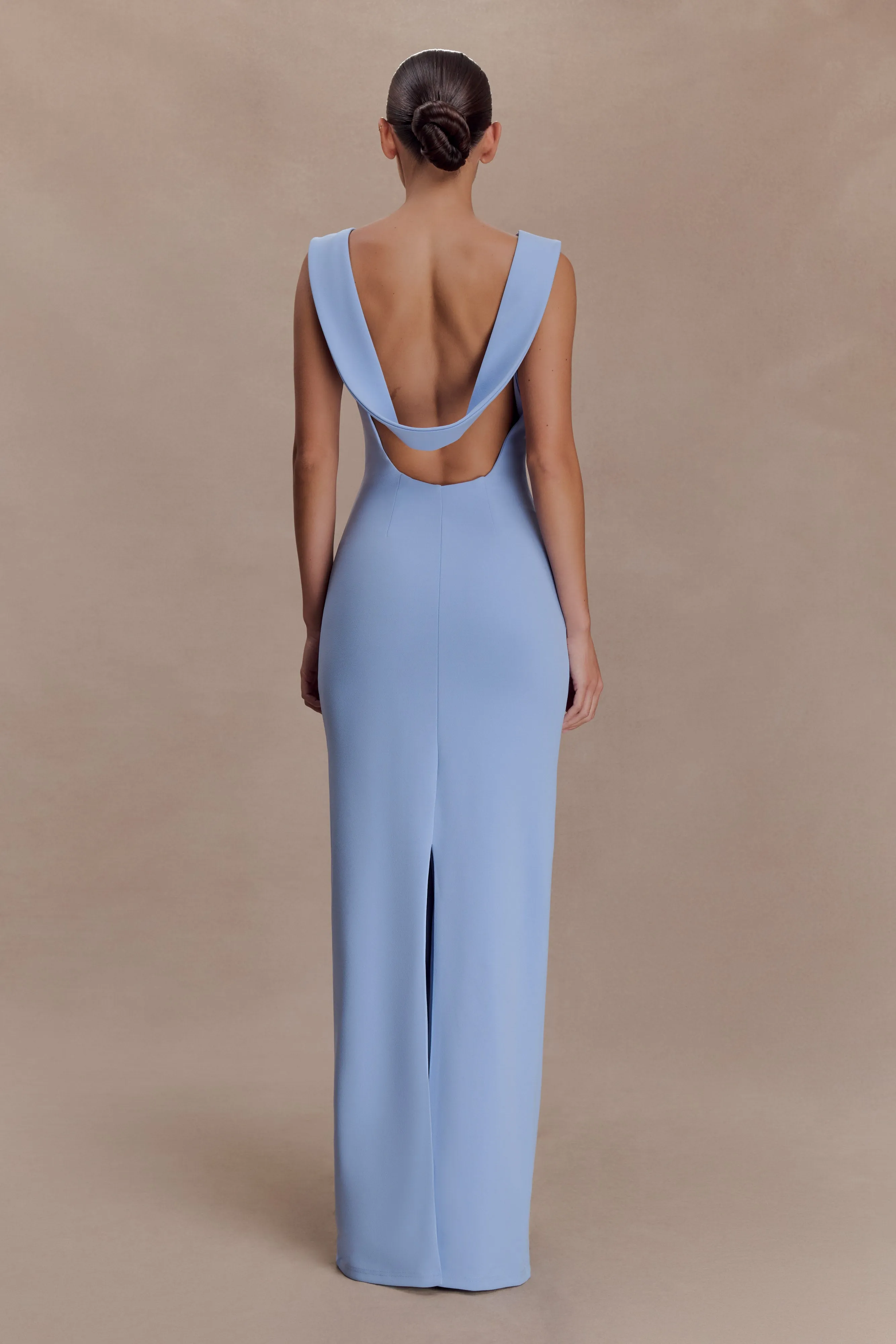 Galilea Crepe Draped Maxi Dress - Cornflower Blue sold by Meshki product image thumbnail 5