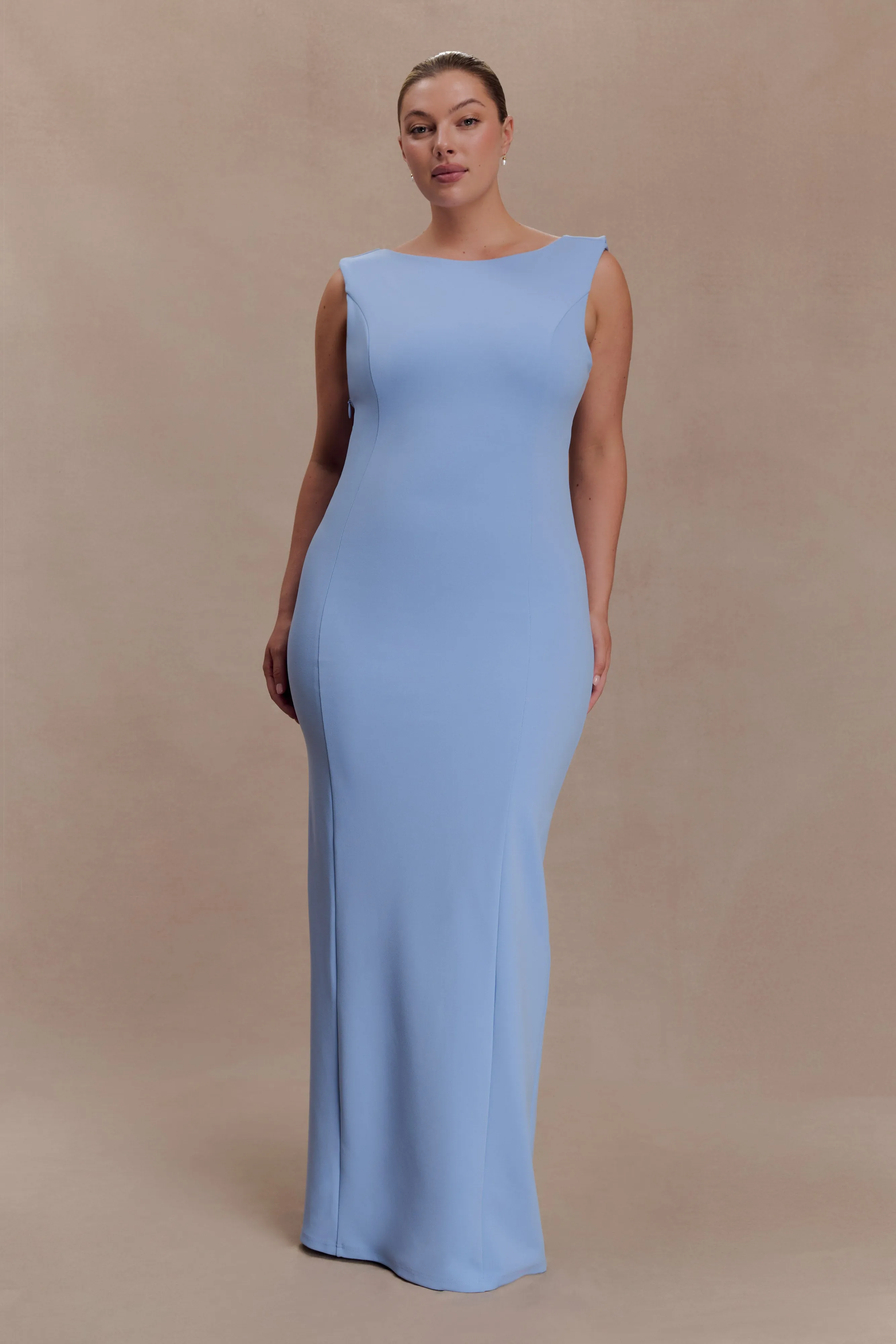 Galilea Crepe Draped Maxi Dress - Cornflower Blue sold by Meshki product image thumbnail 2