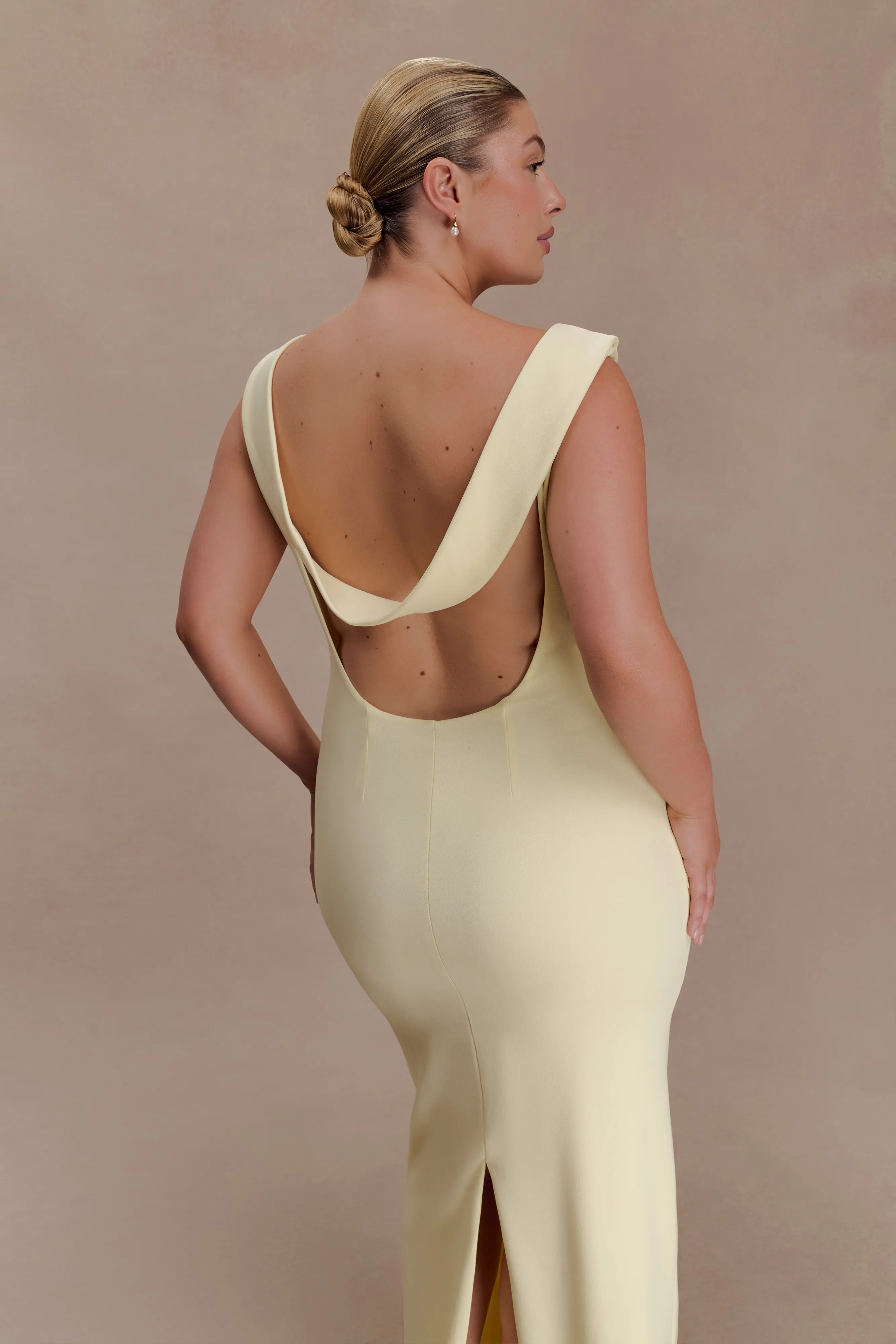 Galilea Crepe Draped Maxi Dress - Lemon sold by Meshki product image thumbnail 5
