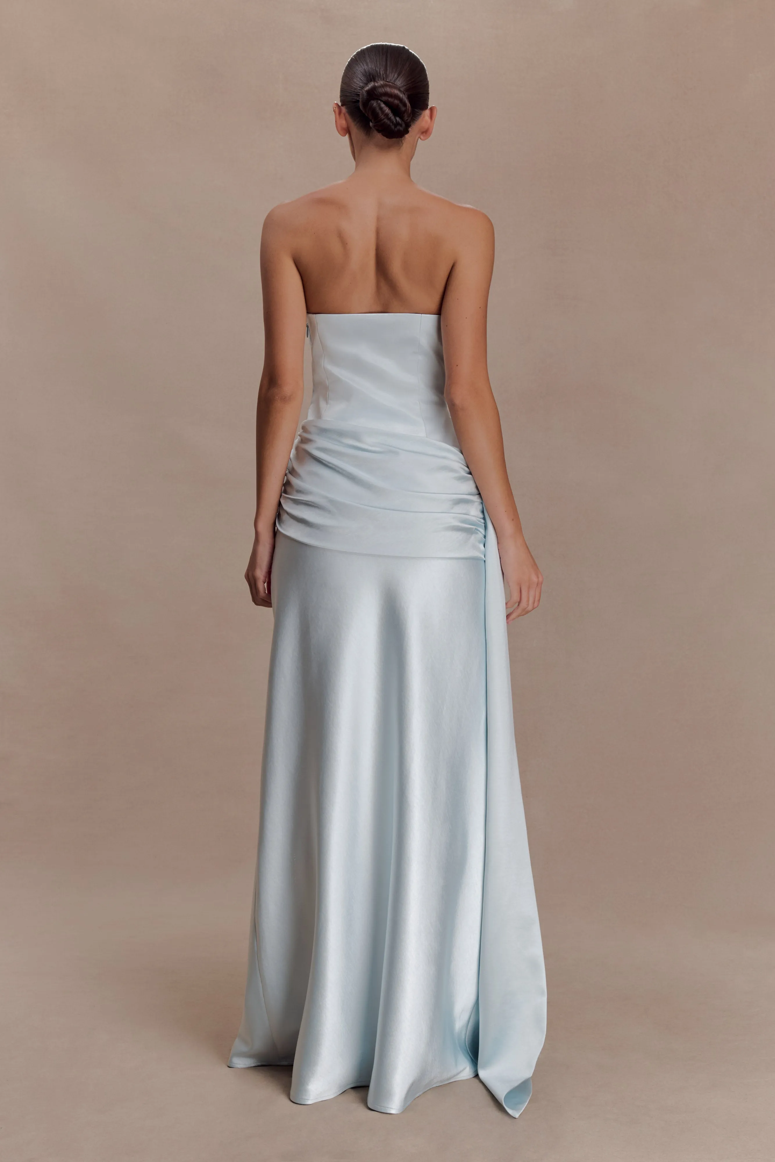 Sarah Strapless Maxi Dress With Waist Tie - Ice Blue sold by Meshki product image thumbnail 2