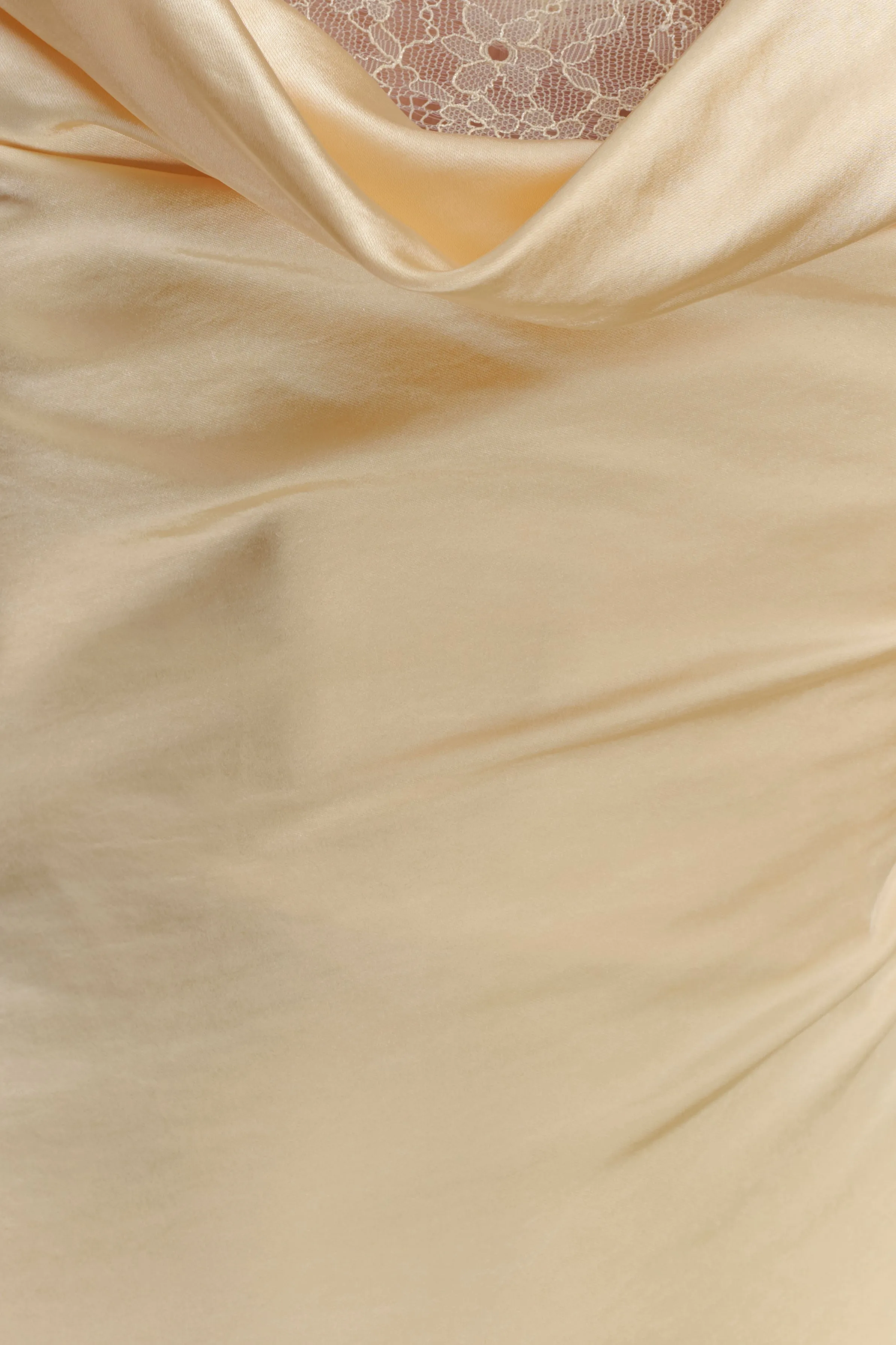 Eliza Long Sleeve Cowl Lace And Satin Maxi Dress - Lemon sold by Meshki product image thumbnail 5