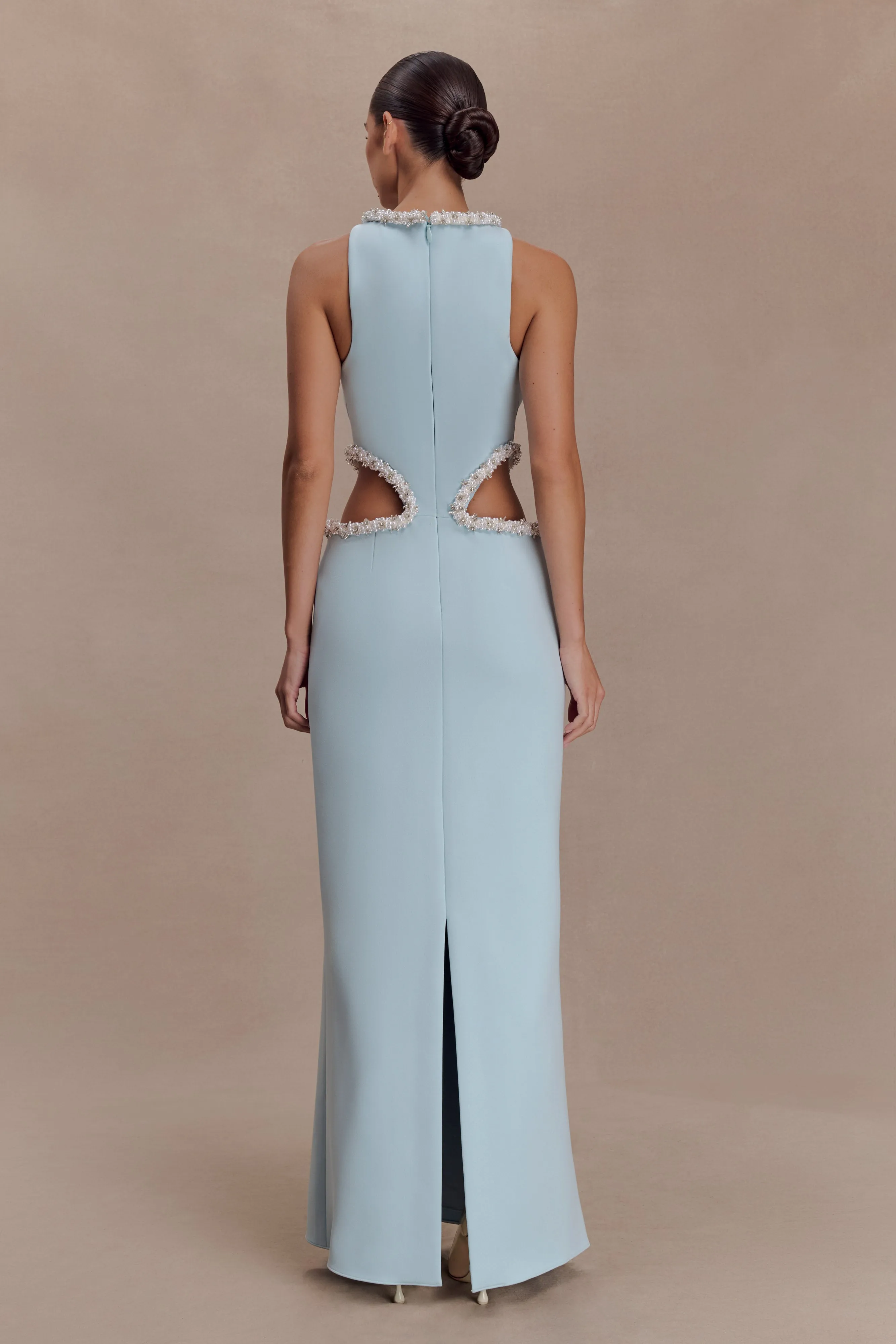 Nicole Embellished Cut Out Maxi Dress - Pale Blue sold by Meshki product image thumbnail 2