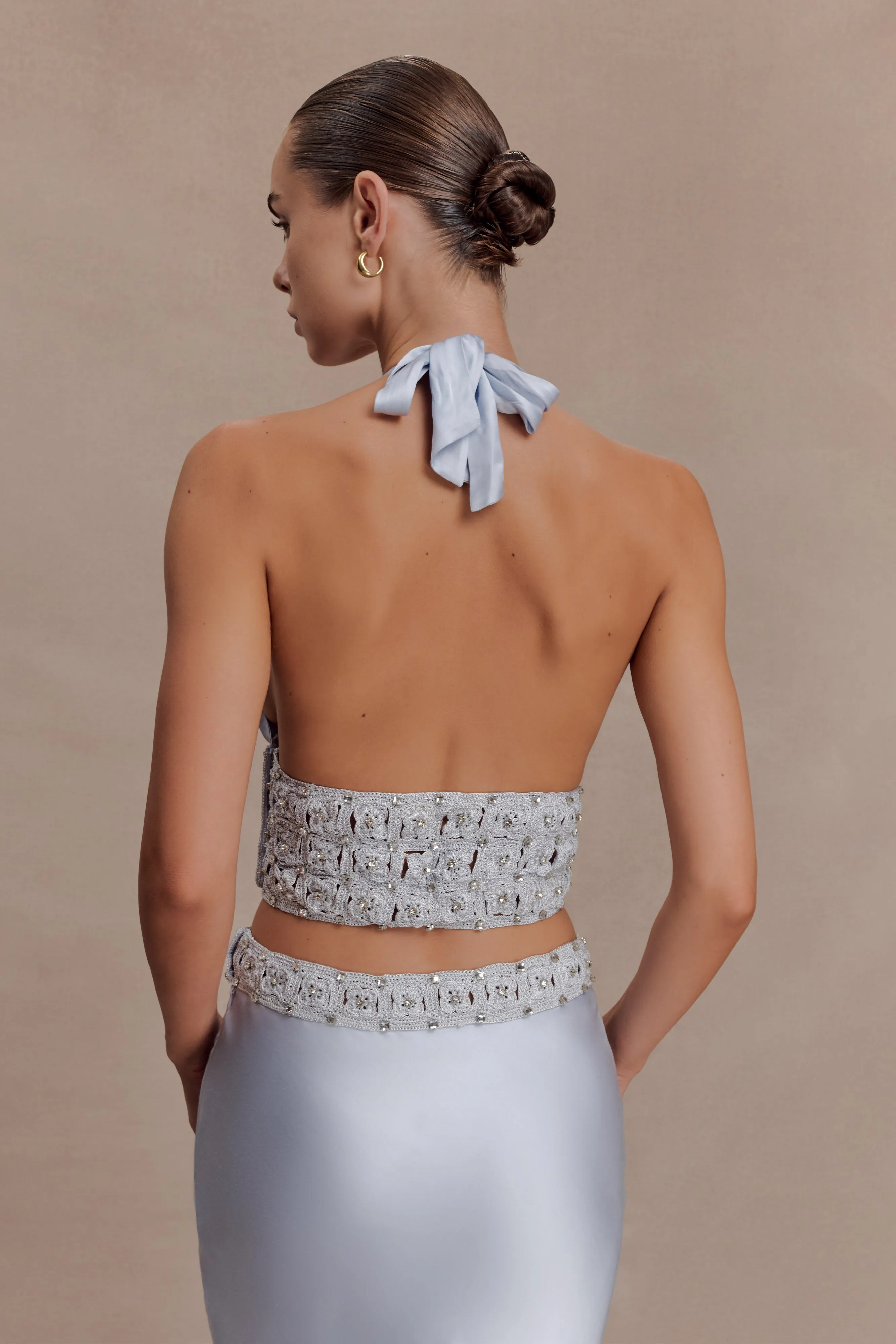 Clementine Chiffon Hand Beaded Top - Pale Blue sold by Meshki product image thumbnail 2