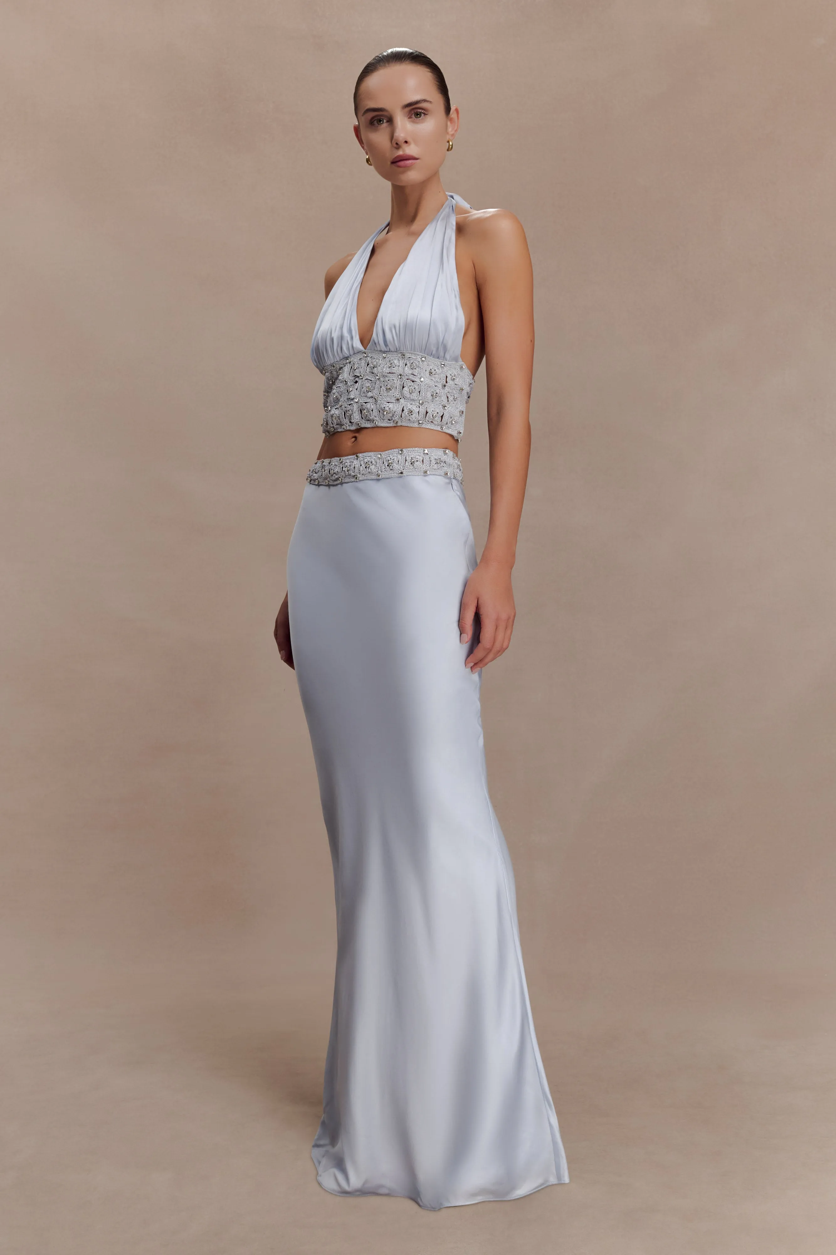 Clementine Chiffon Hand Beaded Top - Pale Blue sold by Meshki product image thumbnail 3