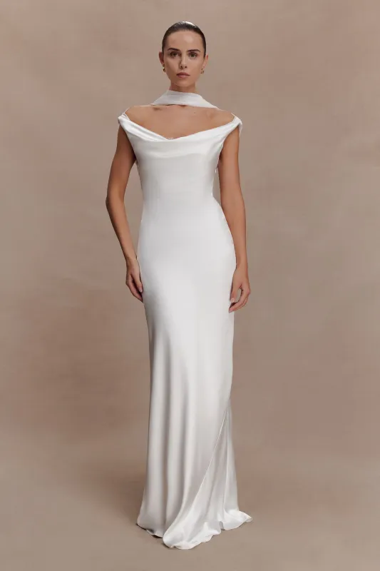 Marla Chiffon Scarf - Ivory sold by Meshki