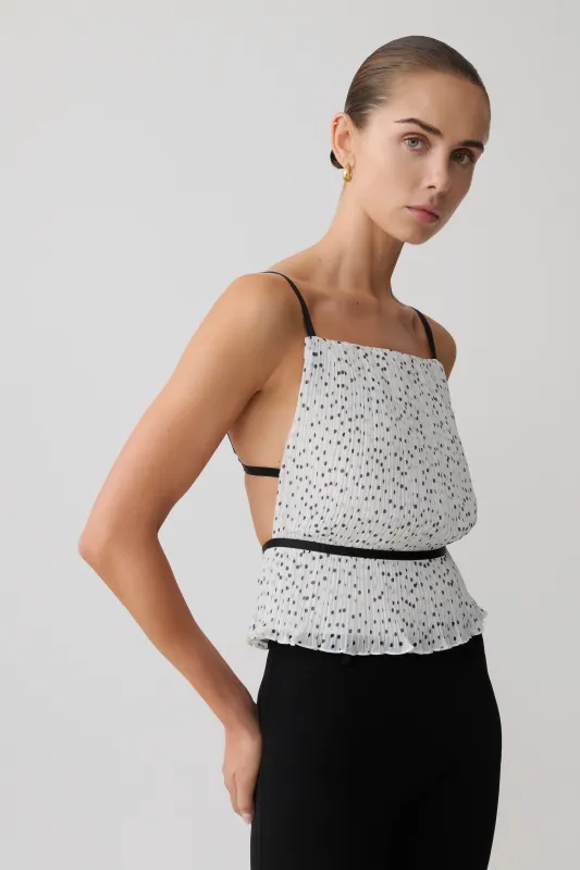 Lilou Pleated Sleeveless Top - Polka Dot sold by Meshki