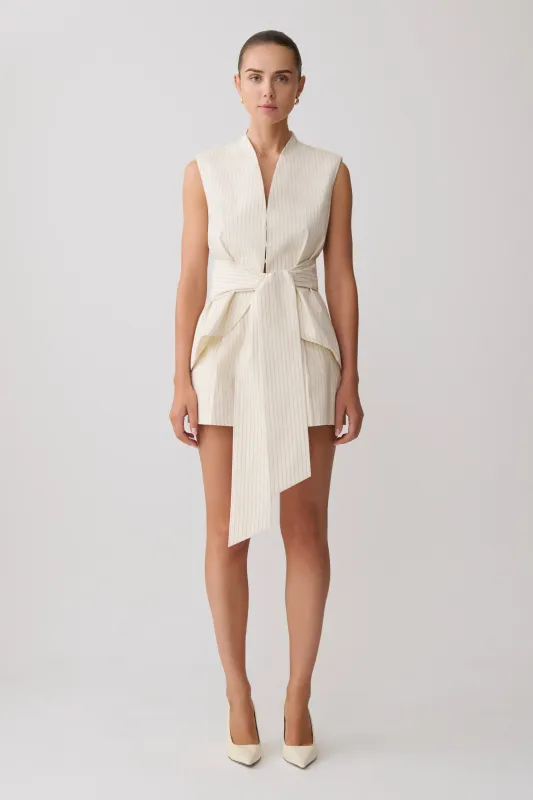 Alina Waist Tie Sleeveless Top - Stripe sold by Meshki