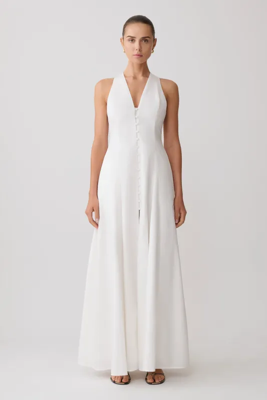 Sienna Button Down Maxi Dress - White made by Meshki