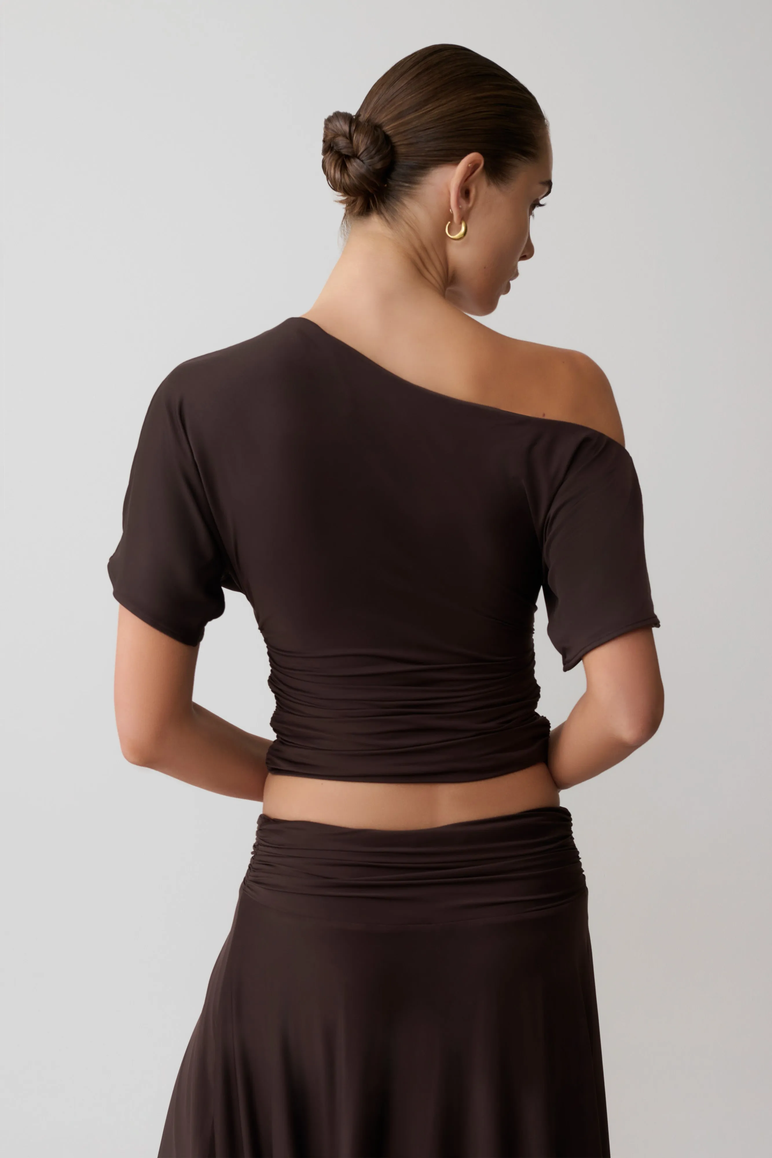 Luu Off Shoulder Slinky Top - Dark Chocolate sold by Meshki product image thumbnail 2