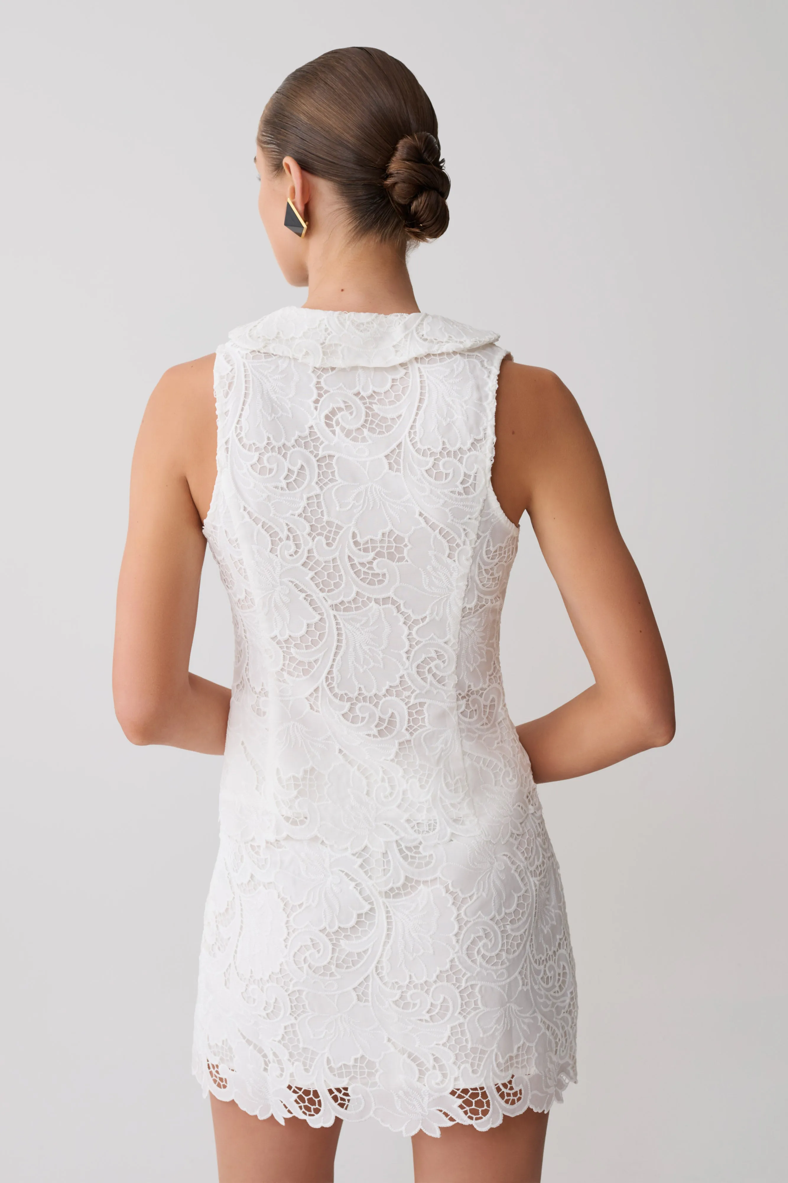 Tessa Broderie Tie Front Sleeveless Top - White sold by Meshki product image thumbnail 2