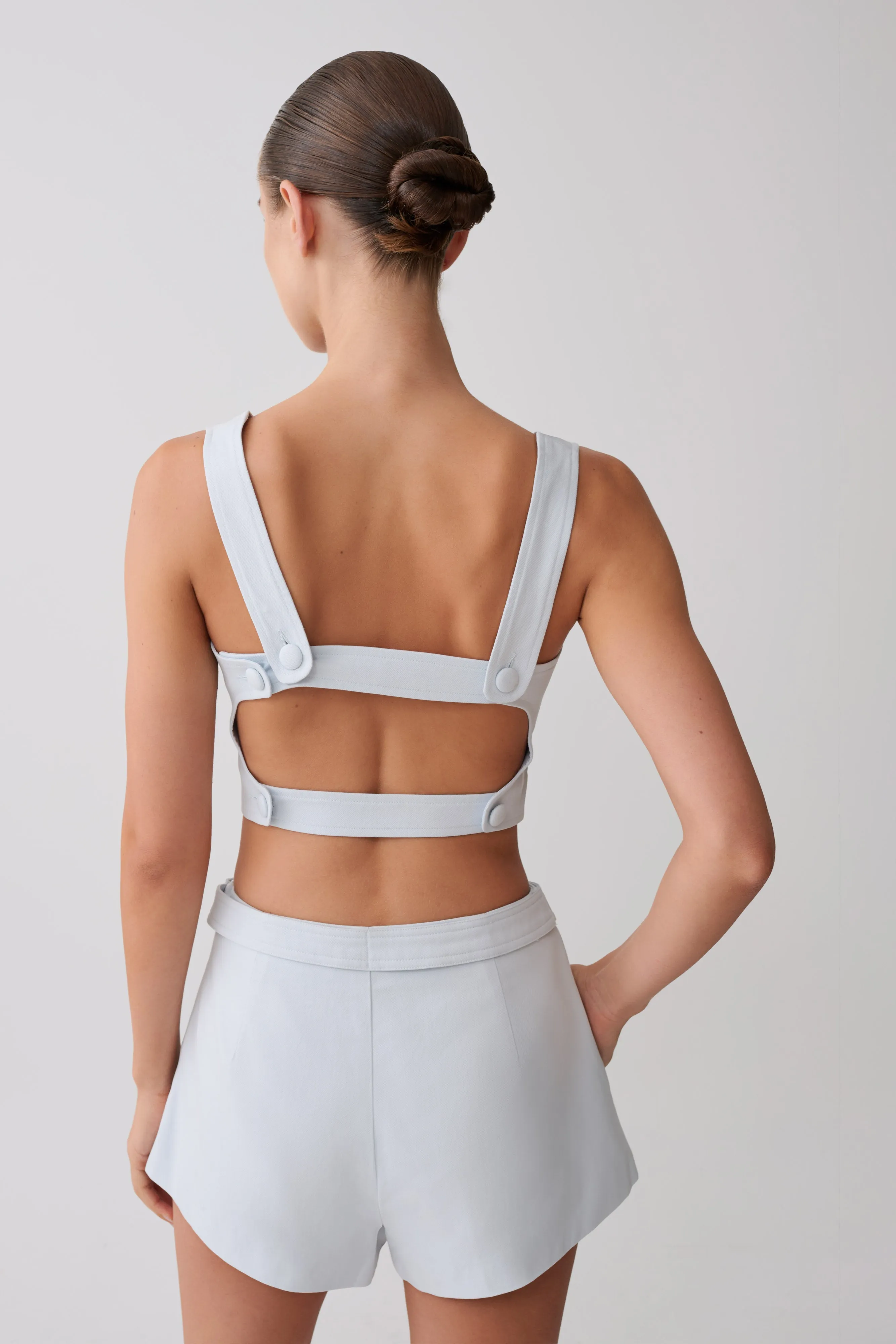 Josephine Crop Top With Open Back - Ice Blue sold by Meshki product image thumbnail 2