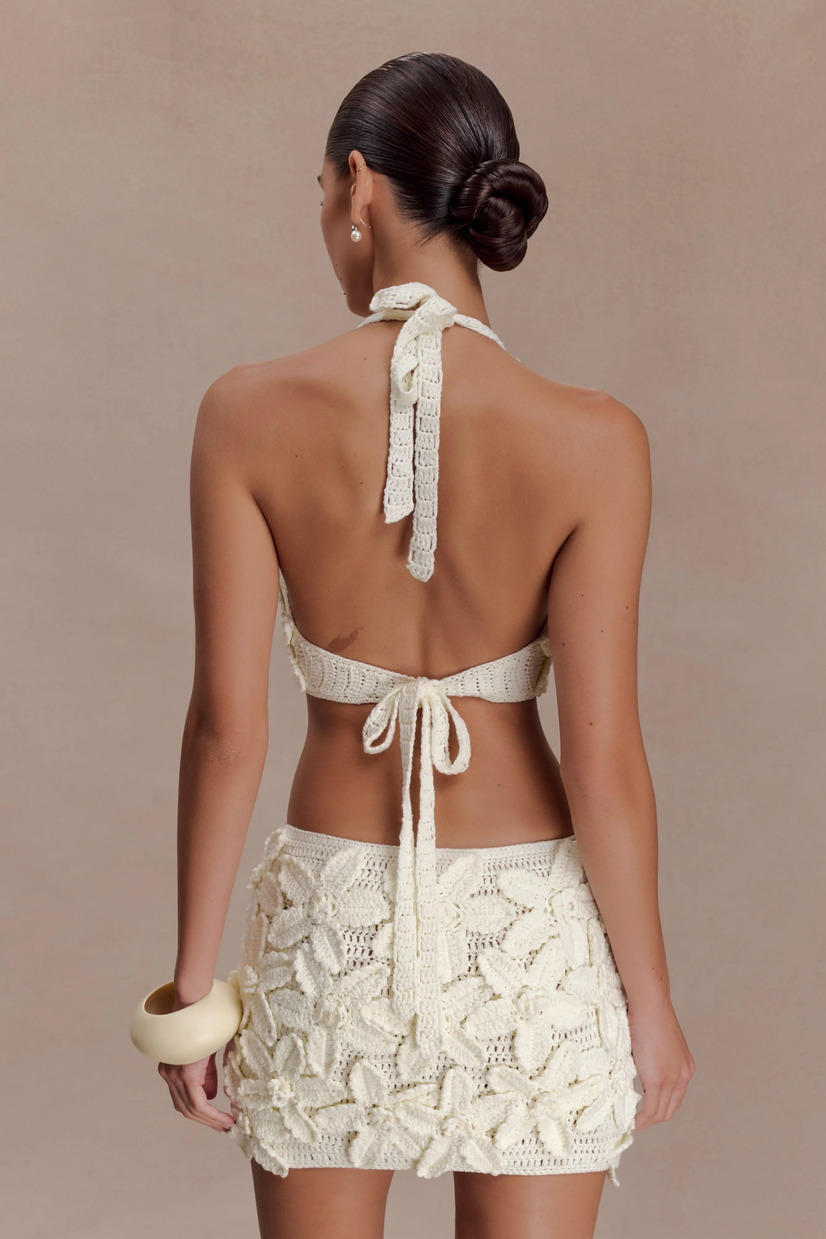 Jaylene Floral Crochet Mini Dress - White sold by Meshki product image thumbnail 2