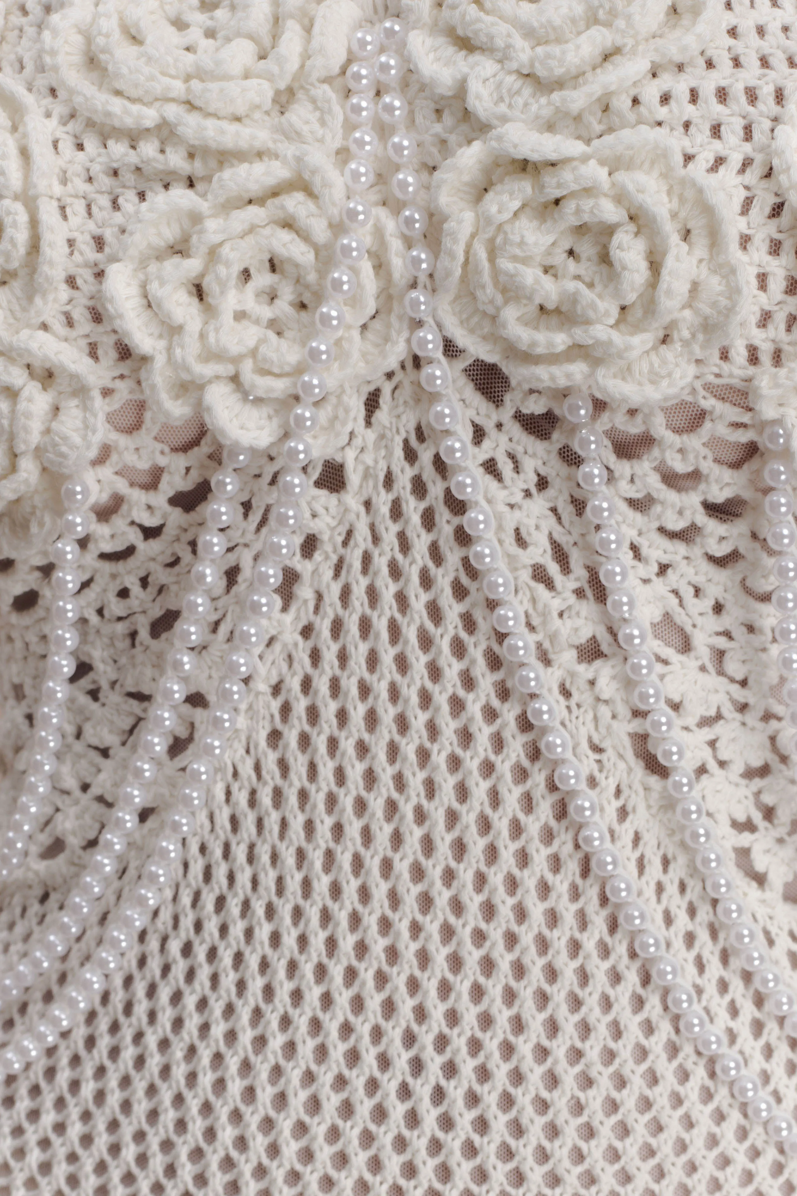 Samantha Crochet Midi Dress With Flowers - Ivory sold by Meshki product image thumbnail 5