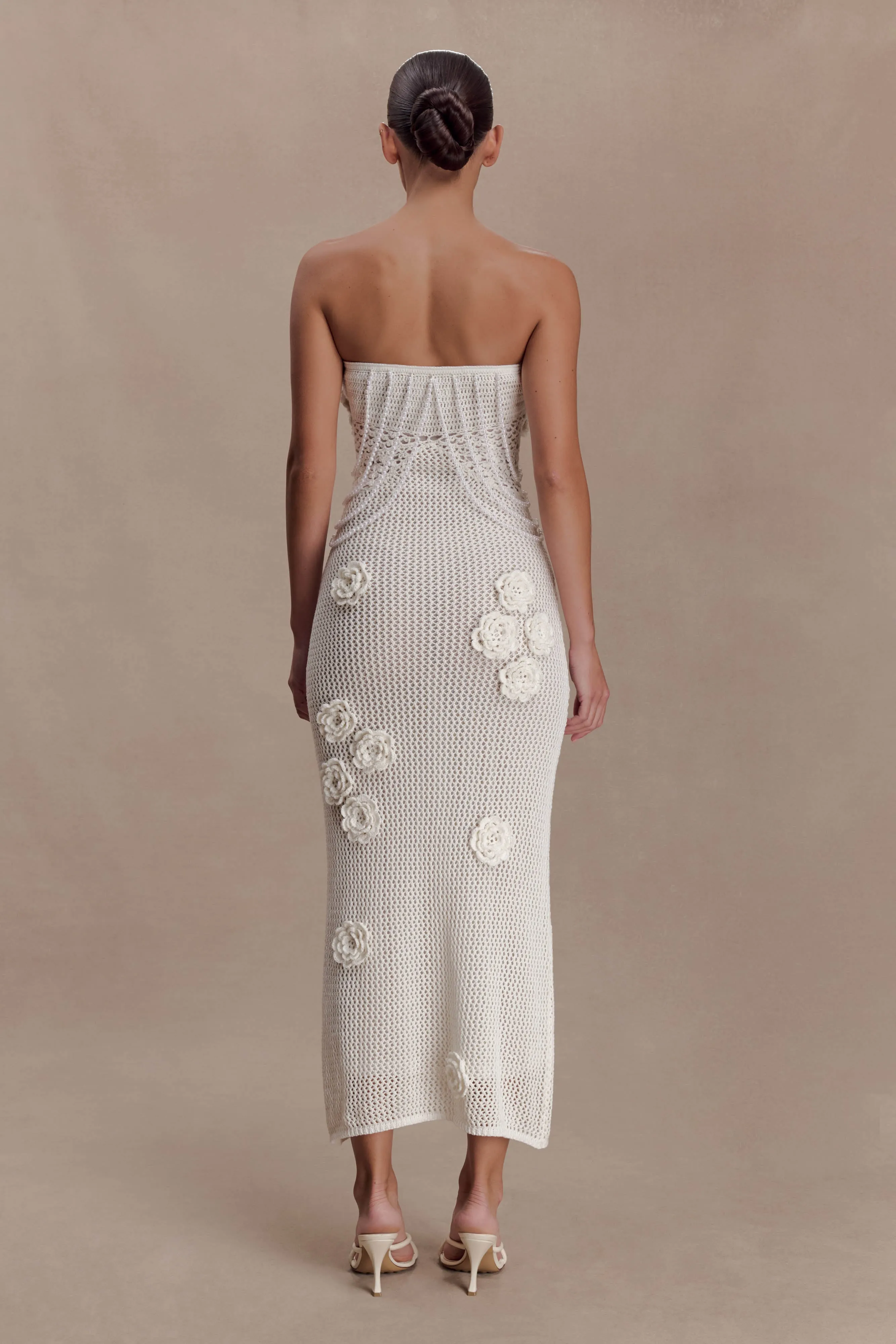 Samantha Crochet Midi Dress With Flowers - Ivory sold by Meshki product image thumbnail 2