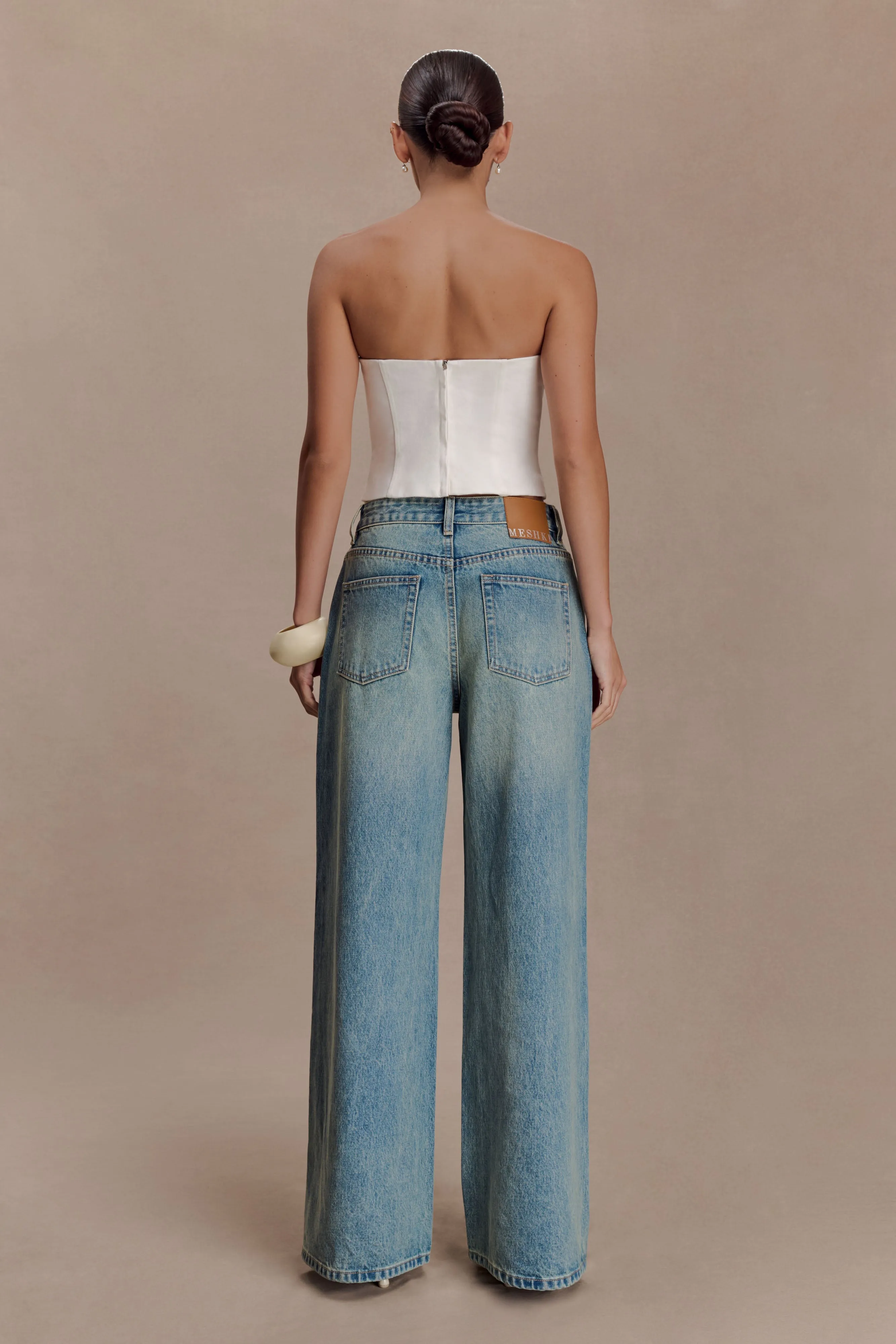 Romi Mid Rise Wide Leg Jeans - Faded Mid Blue sold by Meshki product image thumbnail 2