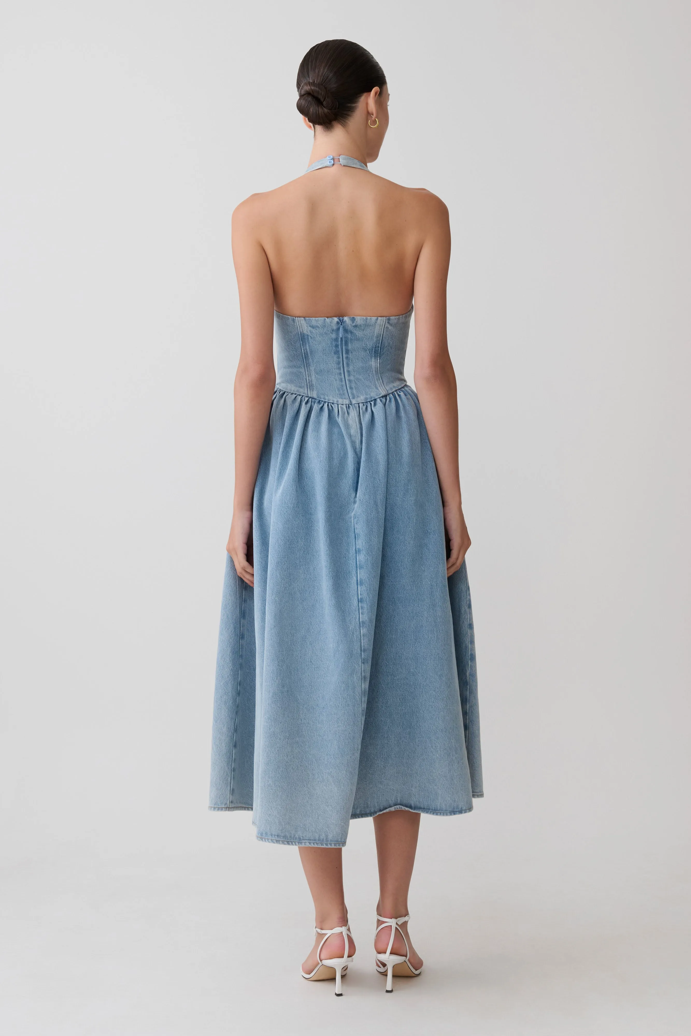 Miller Denim Halter Midi Dress - Classic Blue sold by Meshki product image thumbnail 2
