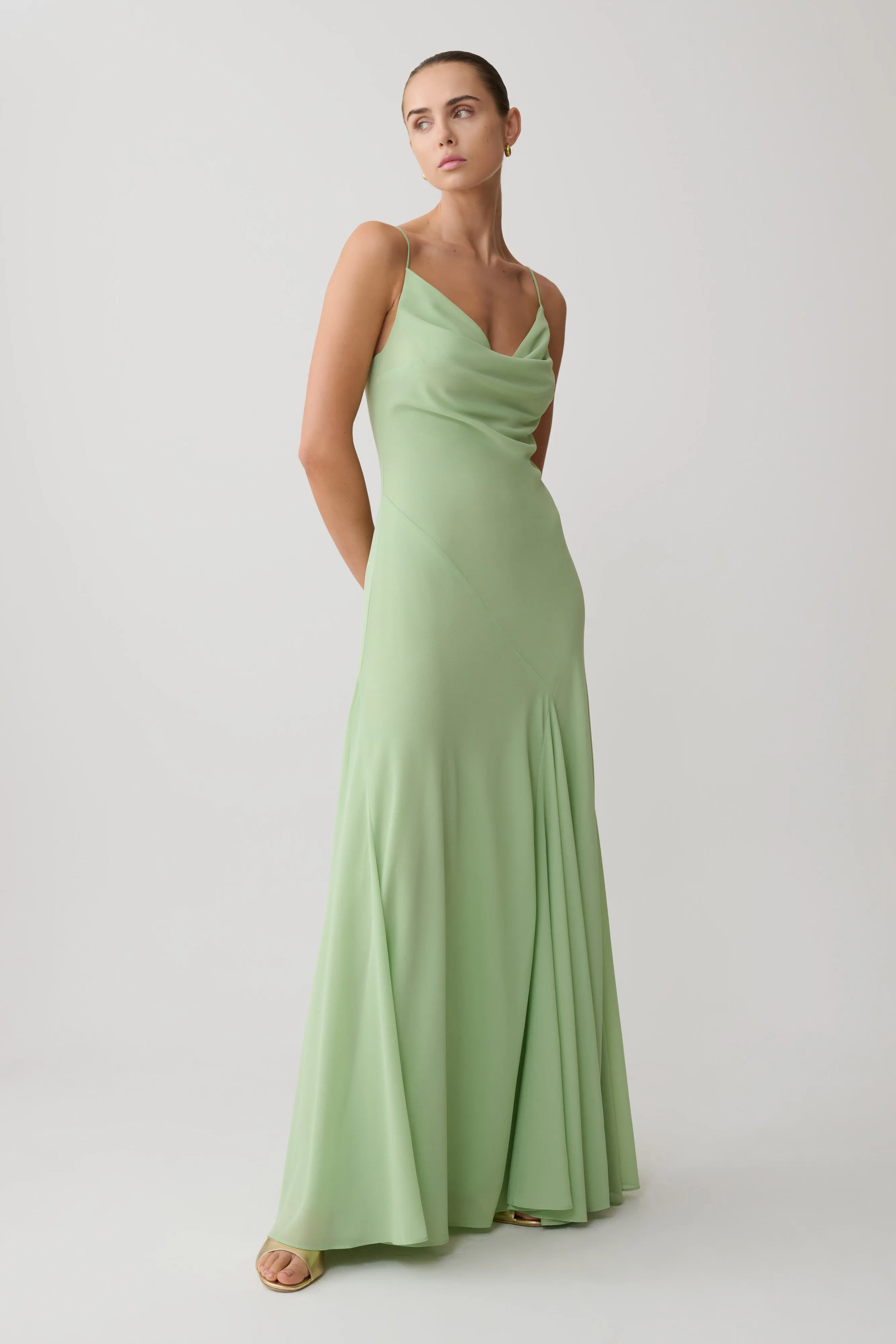 Aurelia Chiffon Maxi Dress - Sage sold by Meshki product image thumbnail 4