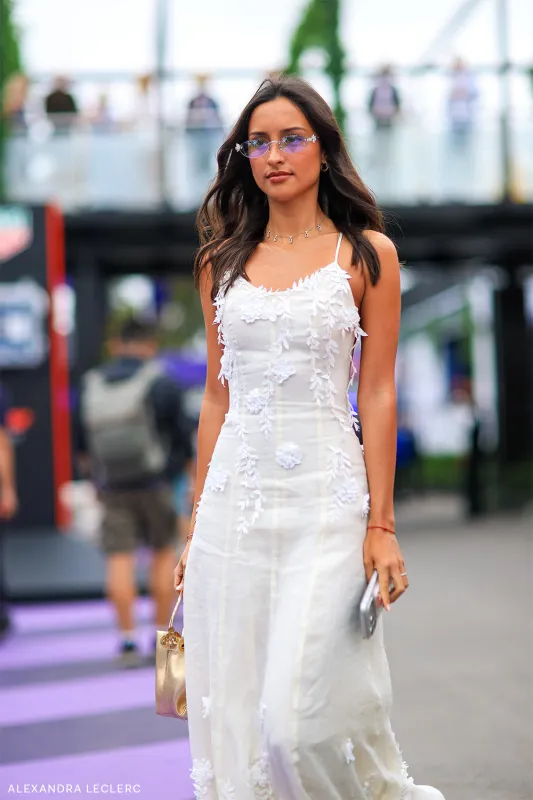 Odette Floral Lace Midi Dress - Buttermilk sold by Meshki