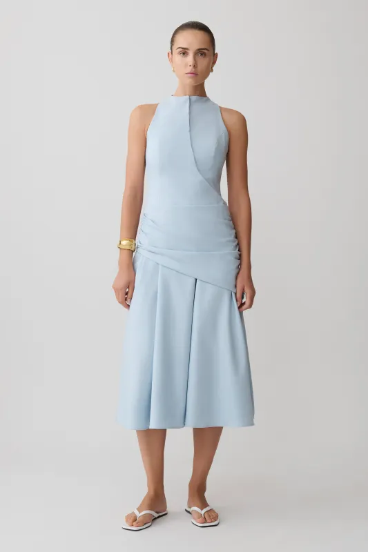 Emily Wrapped Waist Midi Dress - Sky Blue sold by Meshki