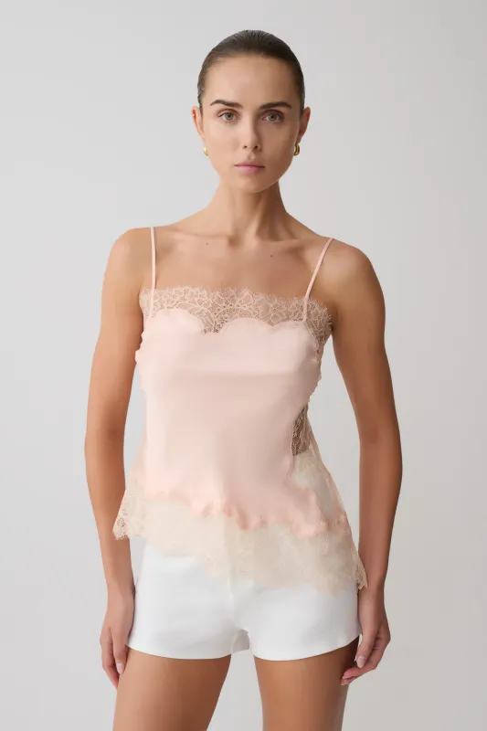 Miriam Satin & Lace Camisole - Peach made by Meshki