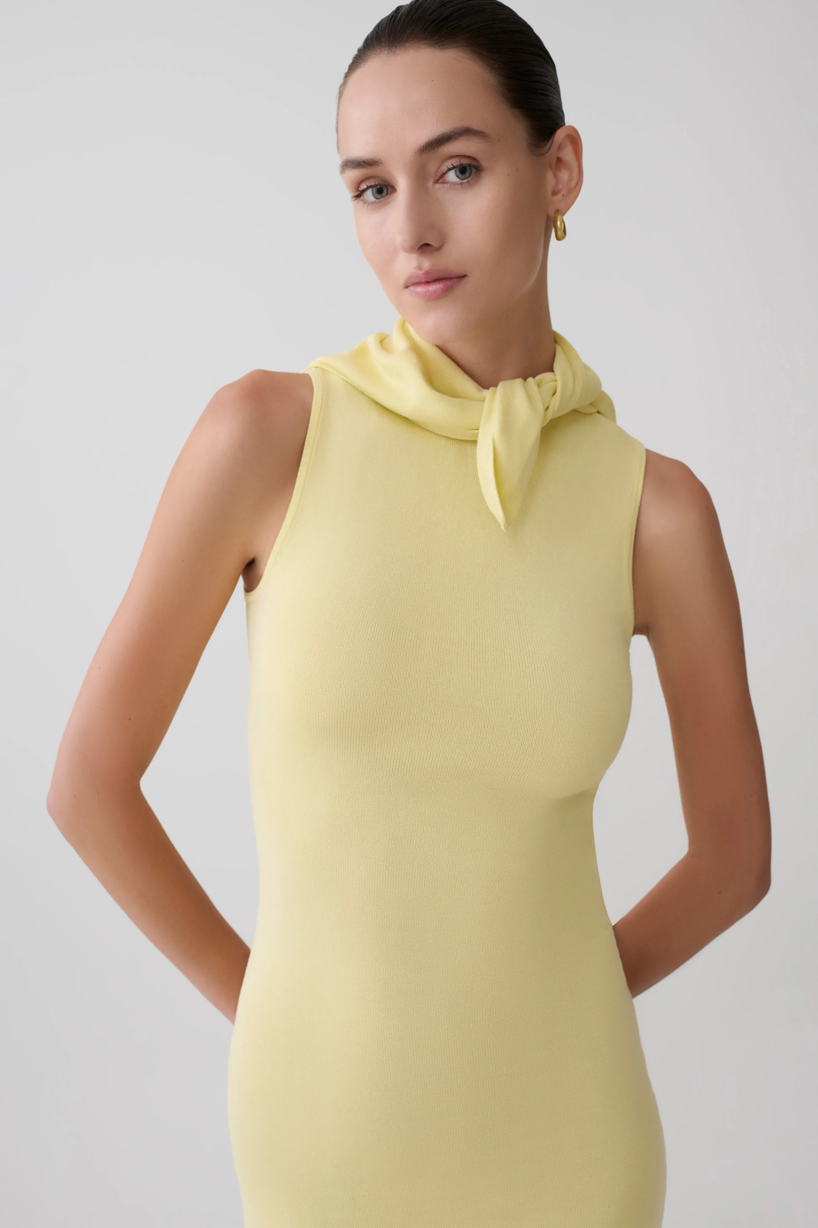 Amilee Scarf Knit Mini Dress - Lemon sold by Meshki product image thumbnail 3