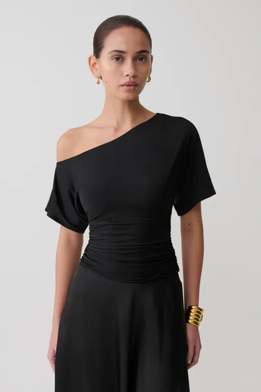 Luu Off Shoulder Slinky Top - Black made by Meshki