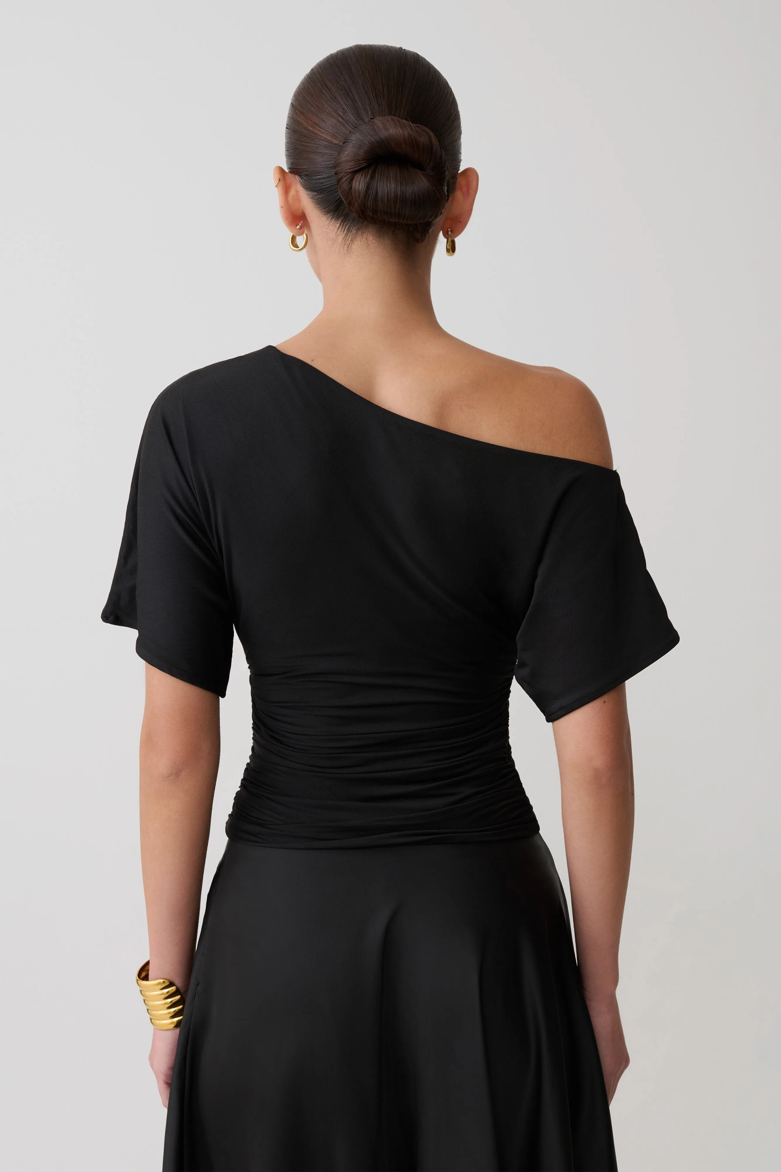 Luu Off Shoulder Slinky Top - Black sold by Meshki product image thumbnail 2