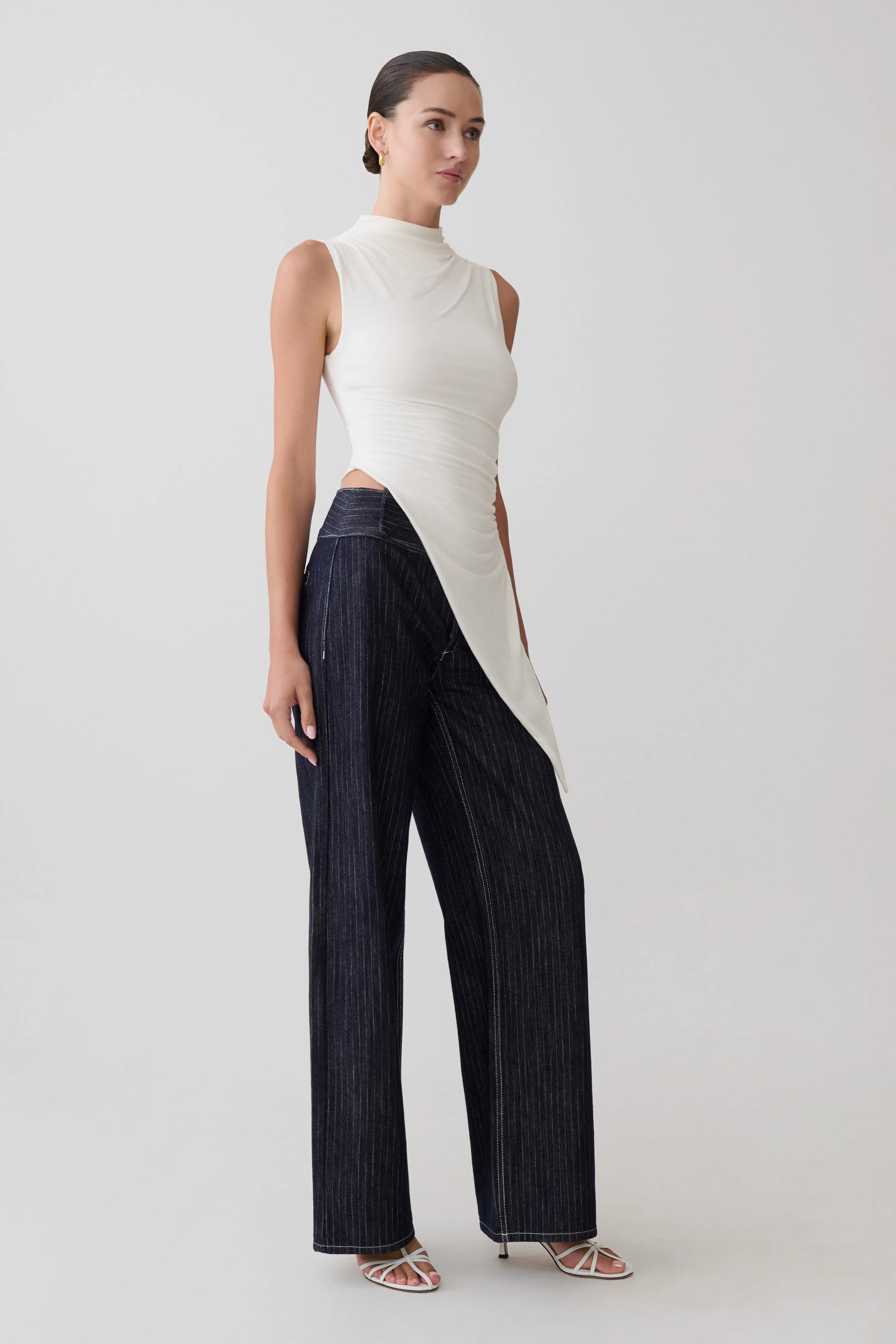 Suong High Neck Gathered Top - White sold by Meshki product image thumbnail 5