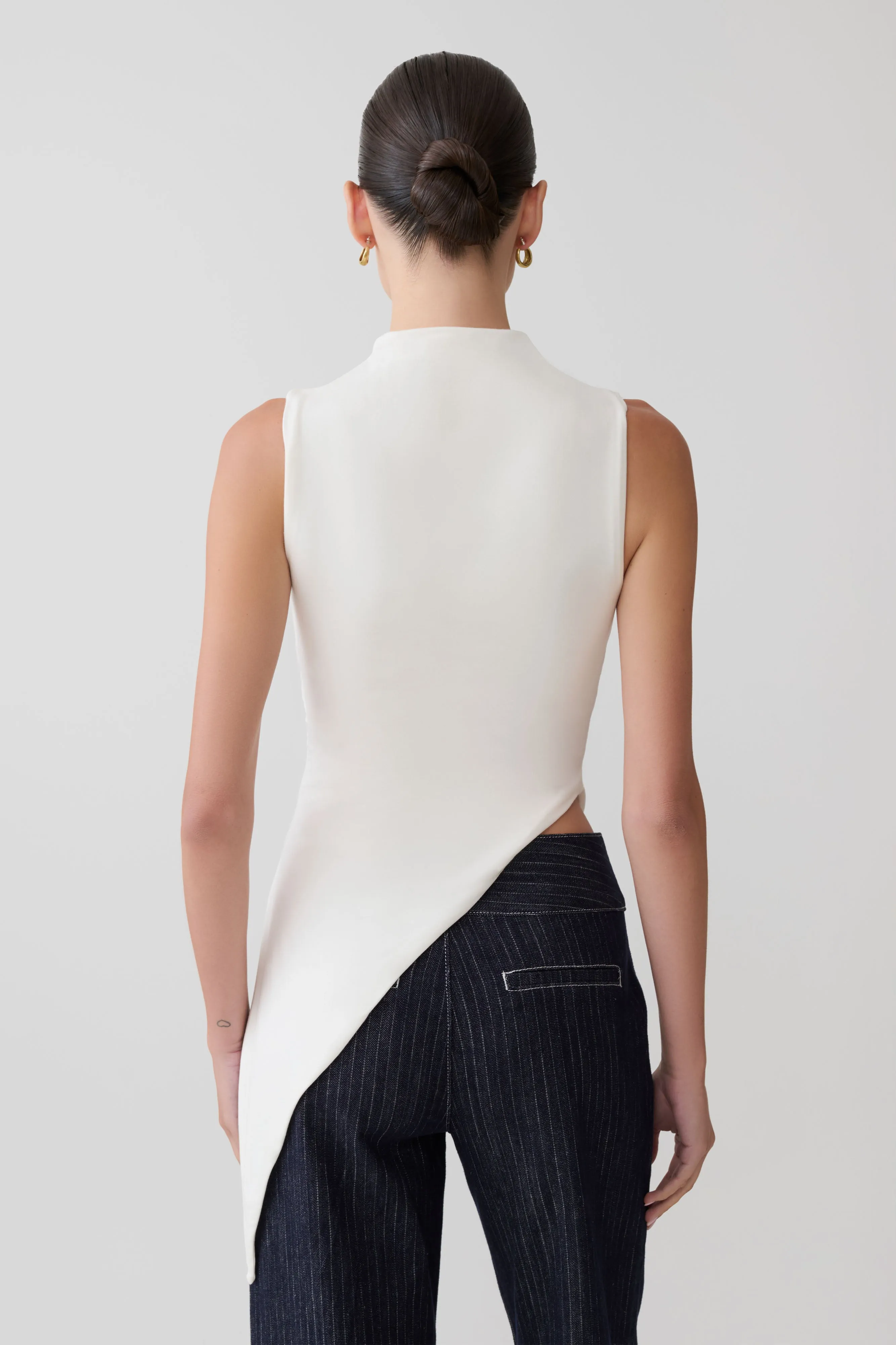 Suong High Neck Gathered Top - White sold by Meshki product image thumbnail 2