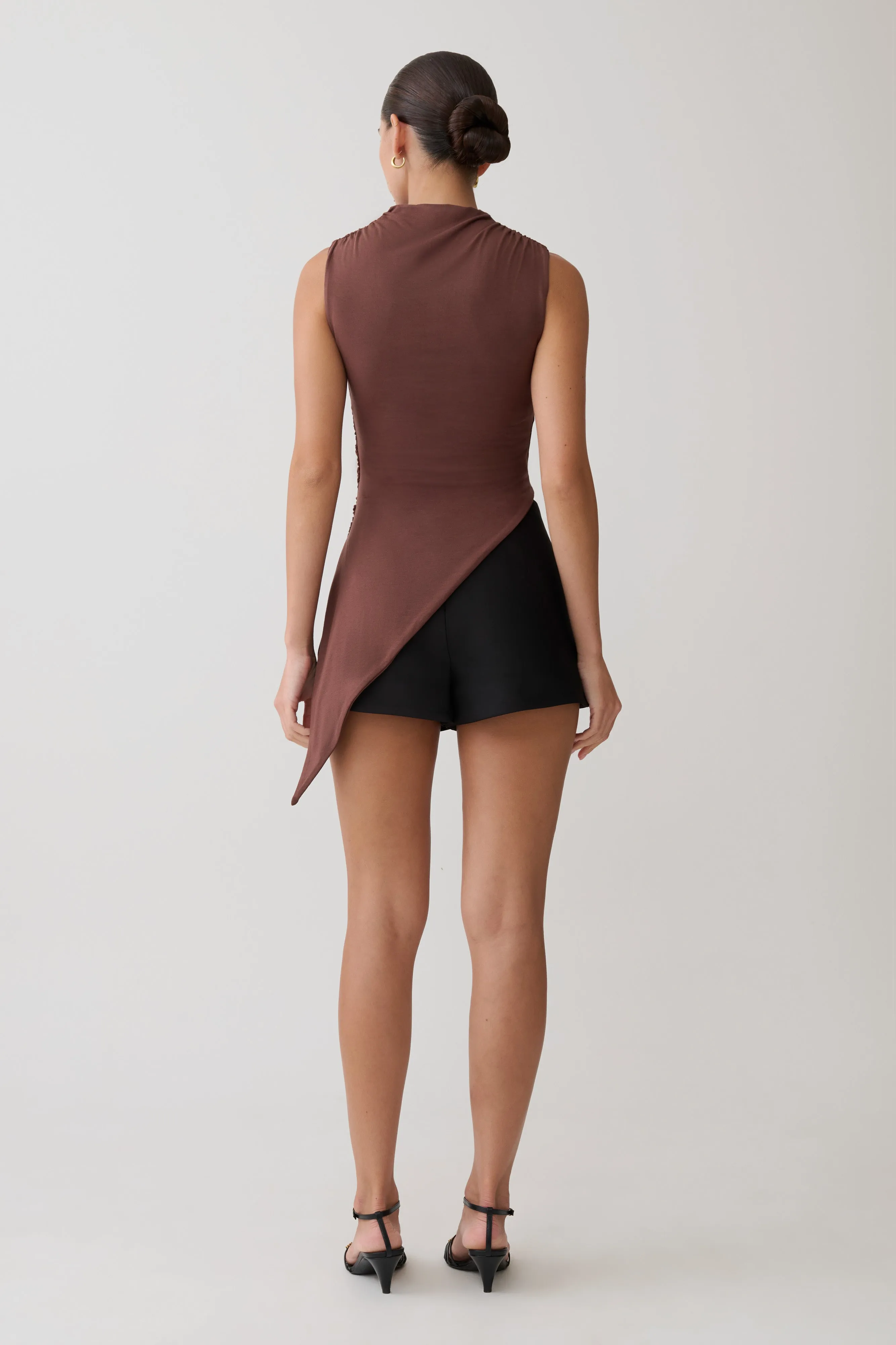 Suong High Neck Gathered Top - Mocha sold by Meshki product image thumbnail 5