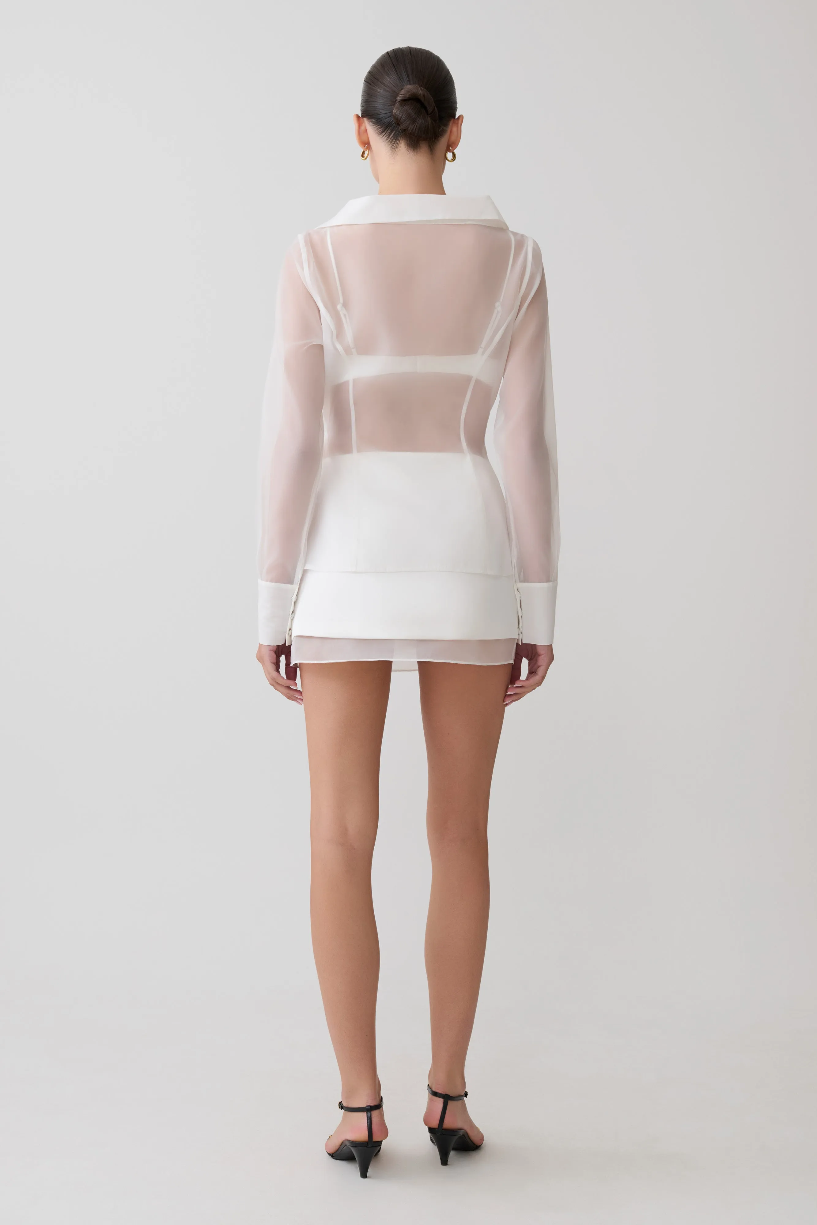 Frankie Satin Mini Skirt - White sold by Meshki product image thumbnail 5