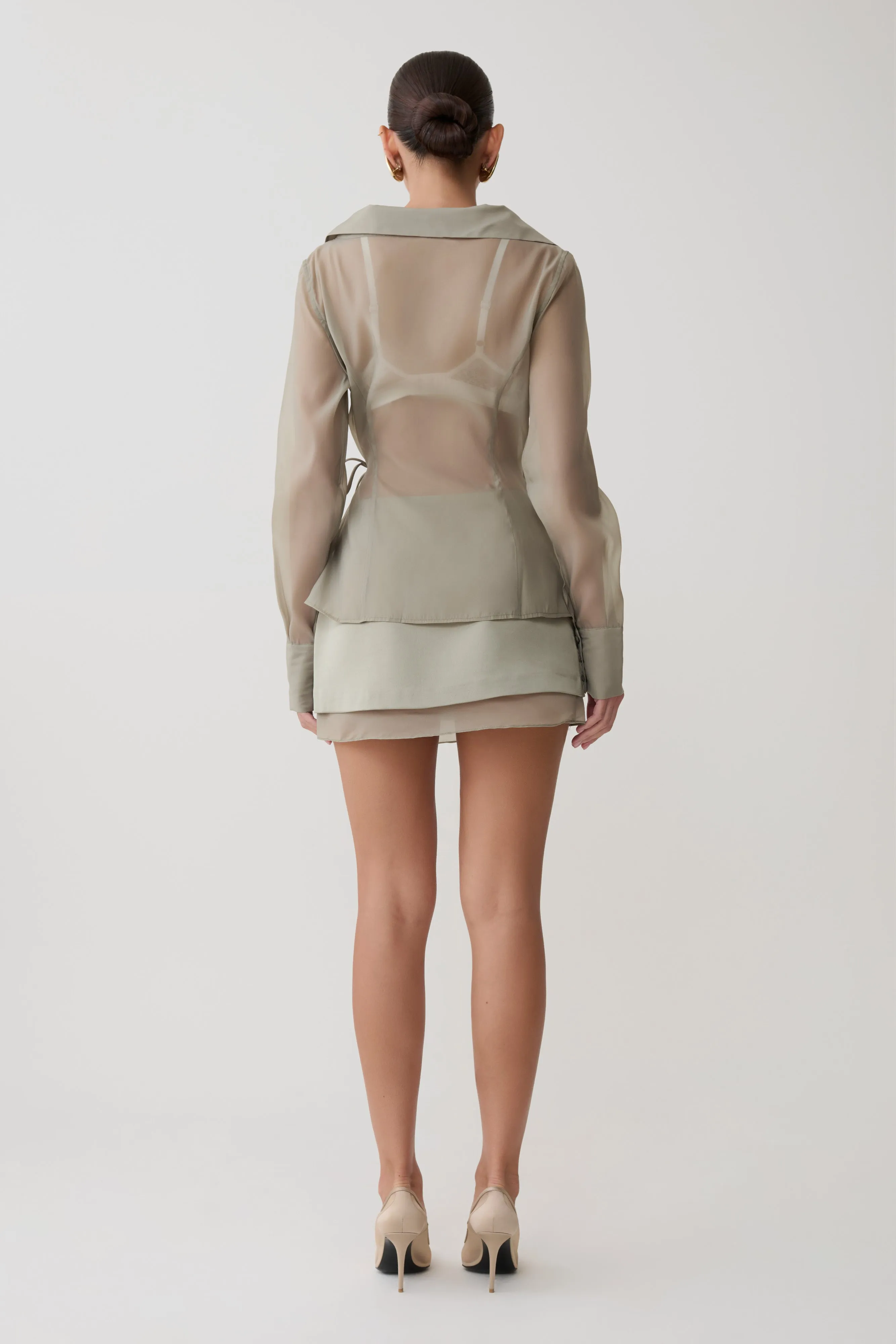 Frankie Satin Mini Skirt - Smoke sold by Meshki product image thumbnail 3