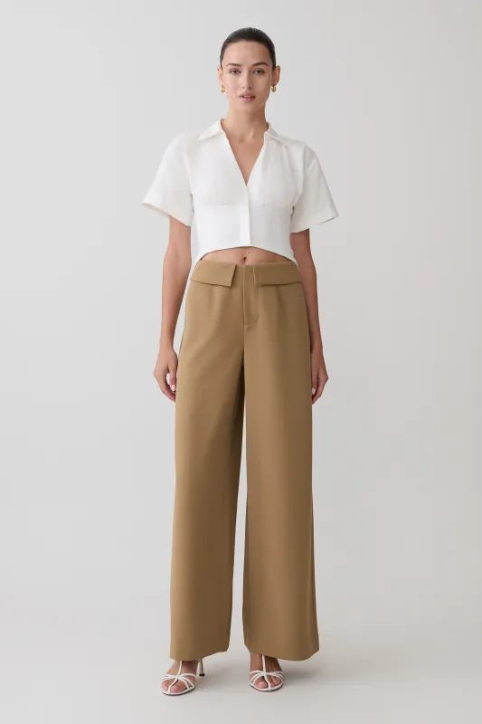 Tanya Wide Leg Suiting Pants - Camel made by Meshki