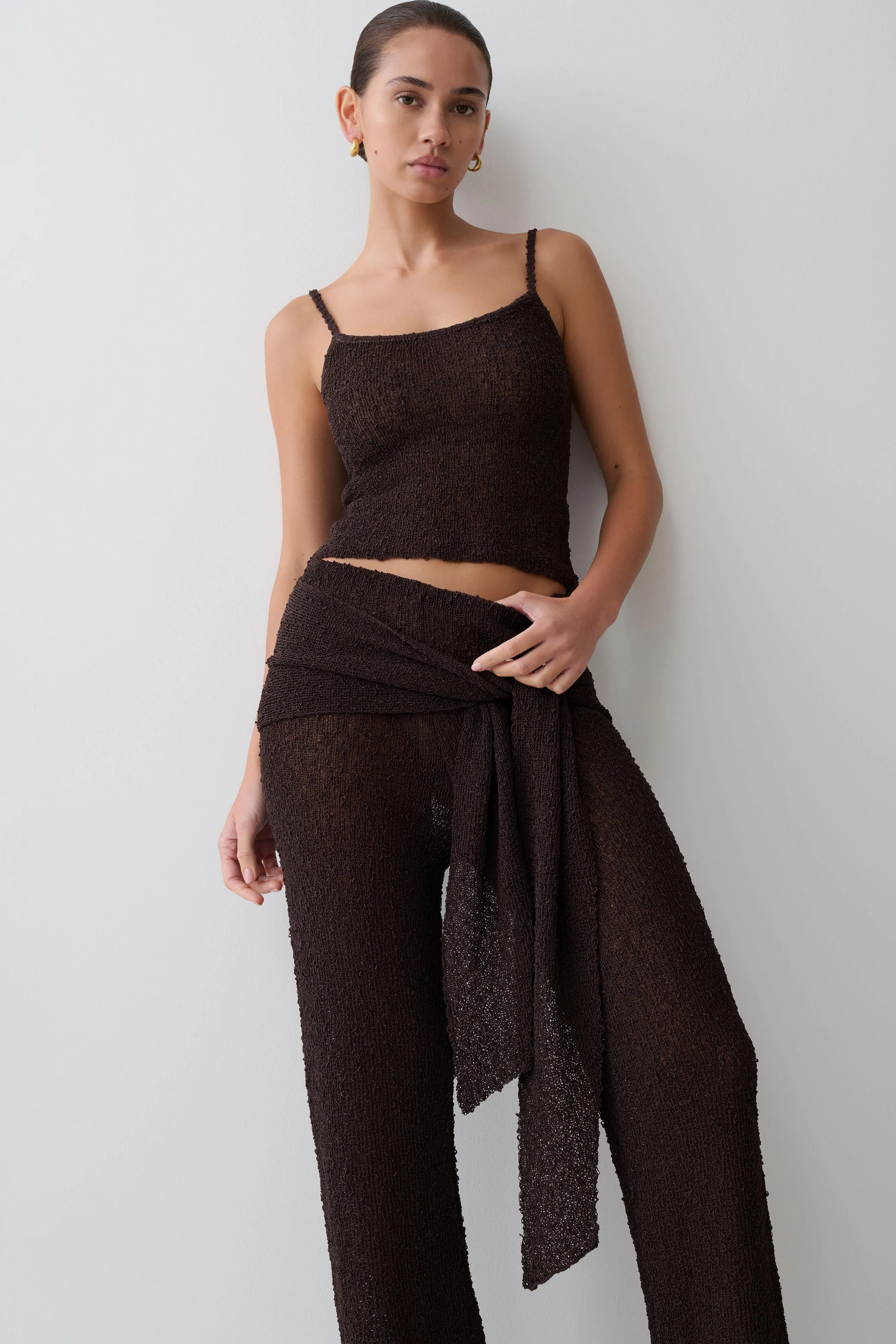 Mattais Boucle Knit Pants - Dark Chocolate sold by Meshki product image thumbnail 3