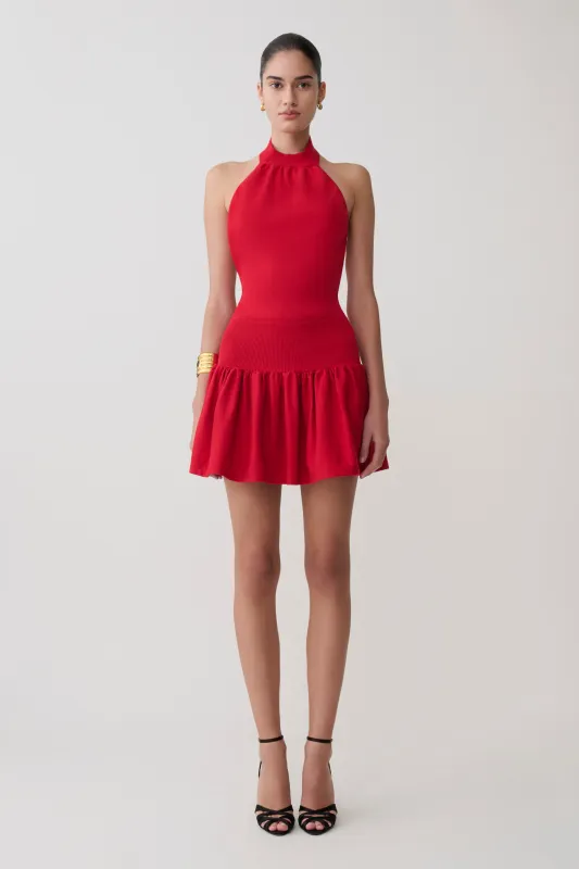 Rory Halter Mini Knit Dress - Red made by Meshki