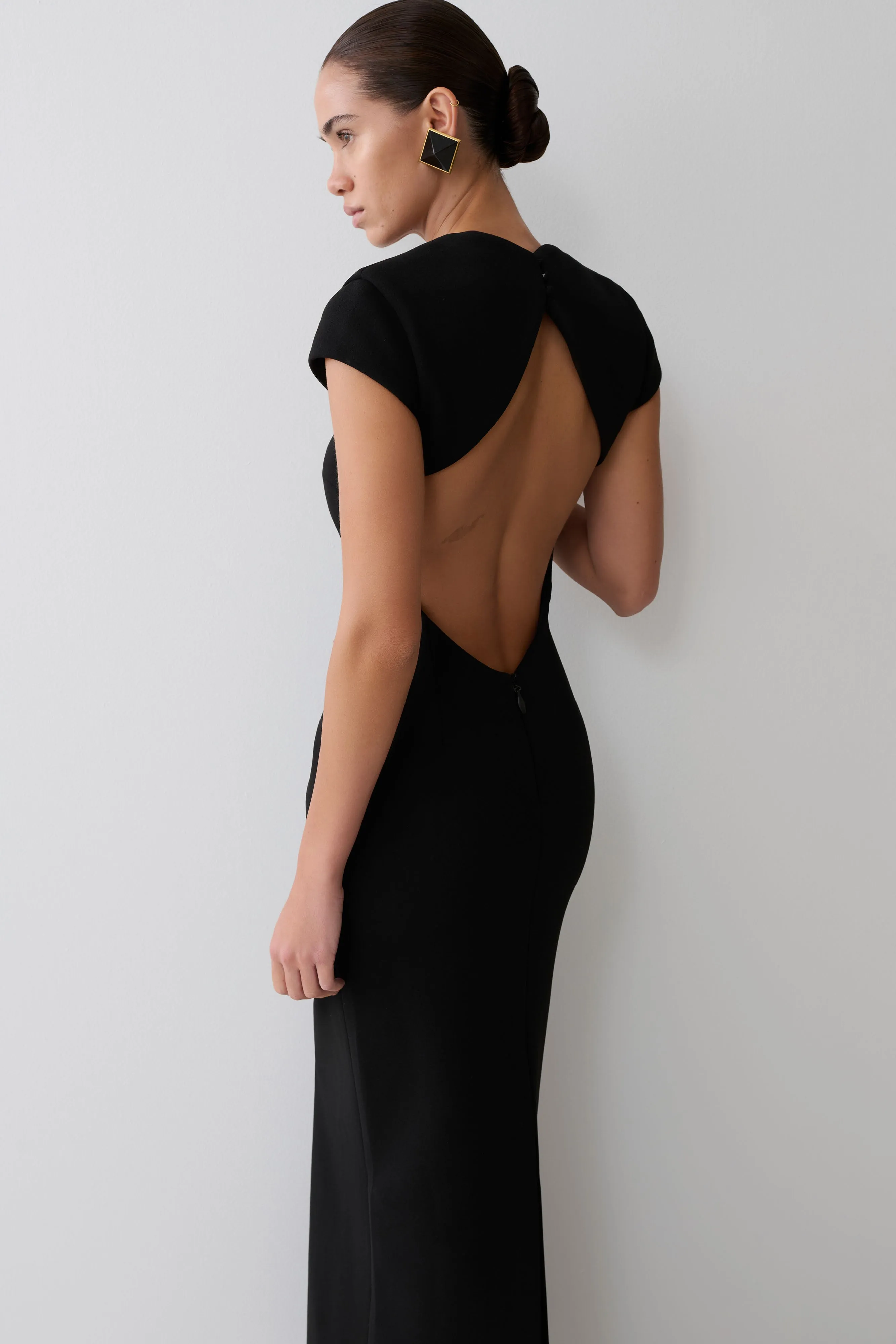 Briella V Neck Suiting Maxi Dress - Black sold by Meshki