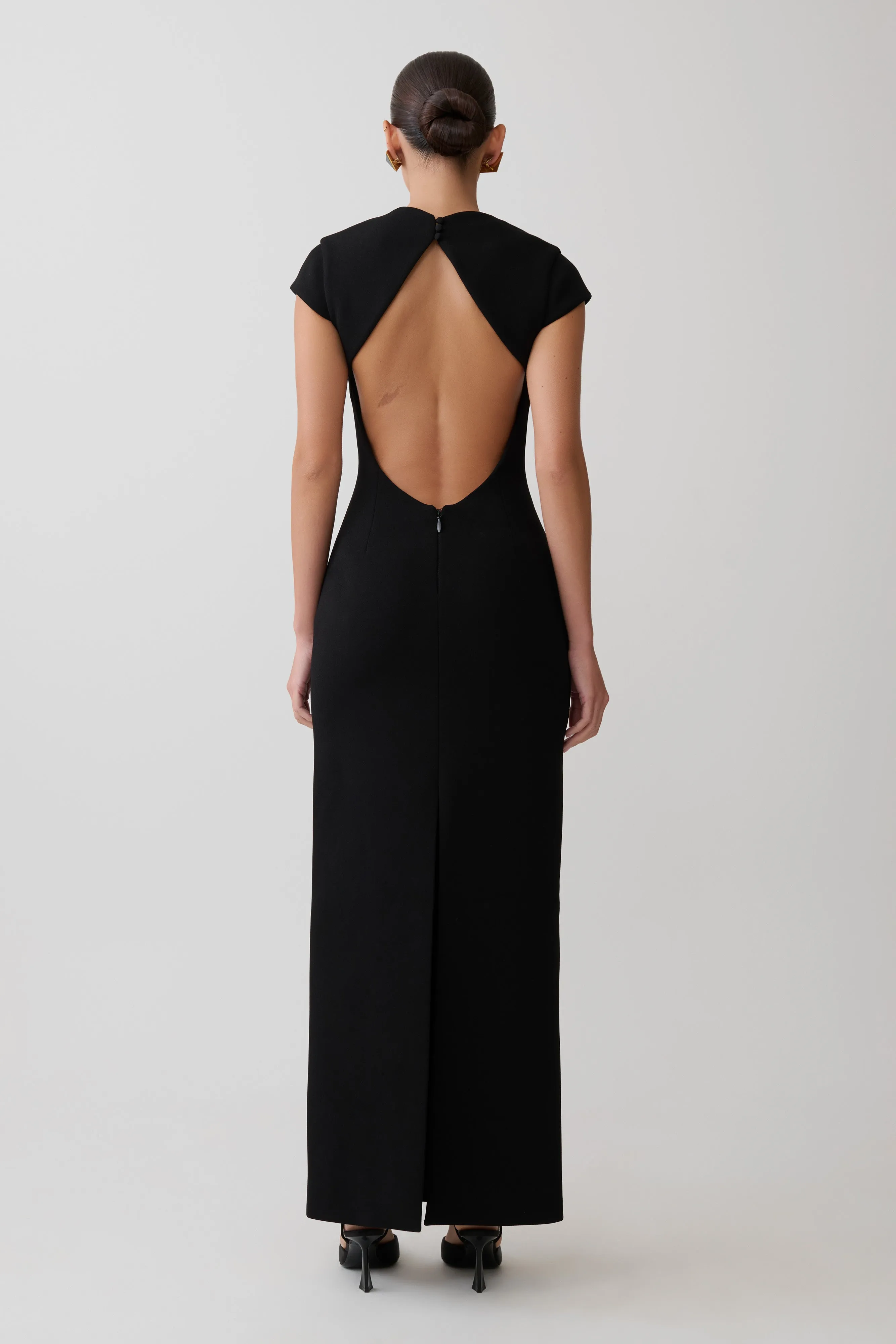 Briella V Neck Suiting Maxi Dress - Black sold by Meshki product image thumbnail 5